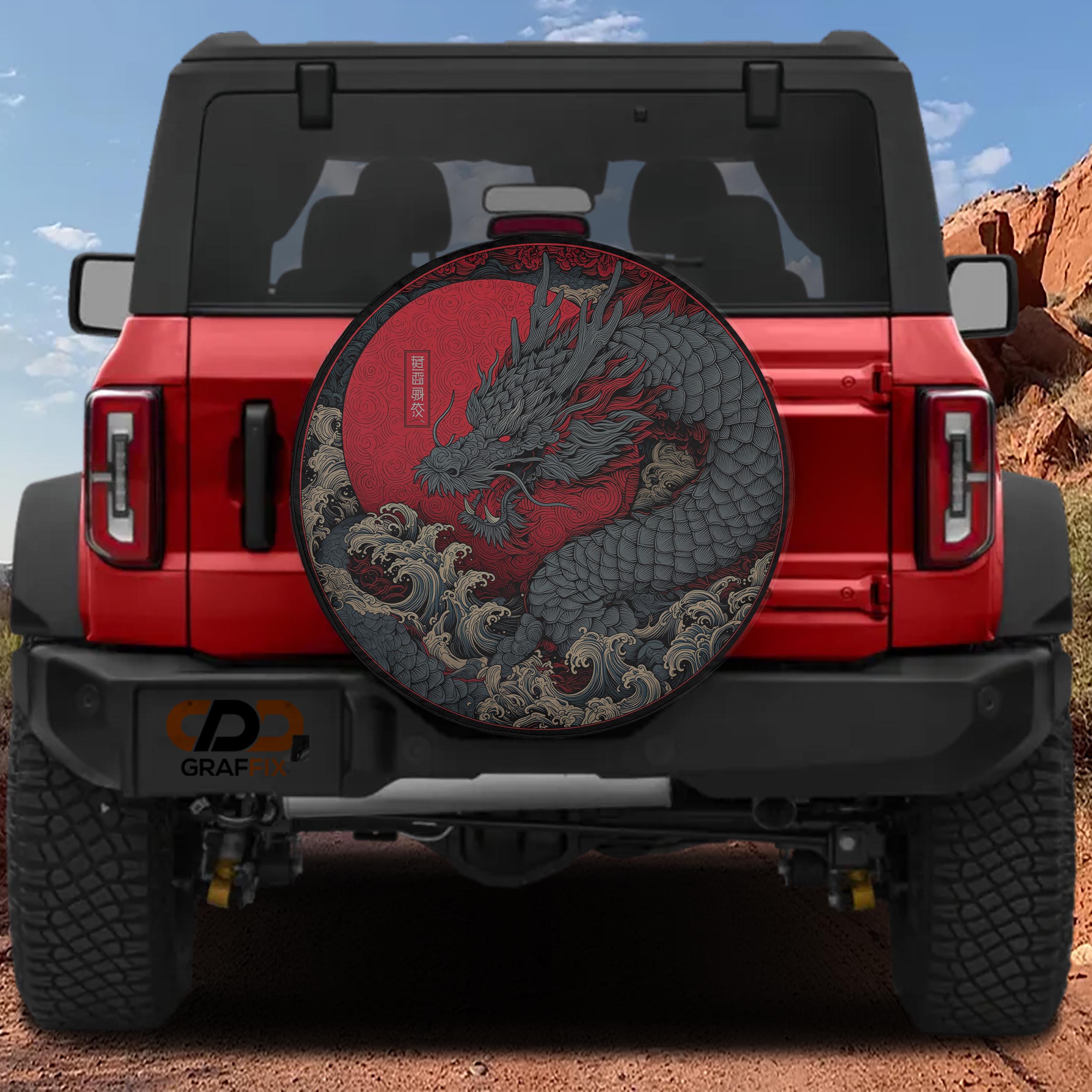 Storm Dragon Rising Spare Tire Cover