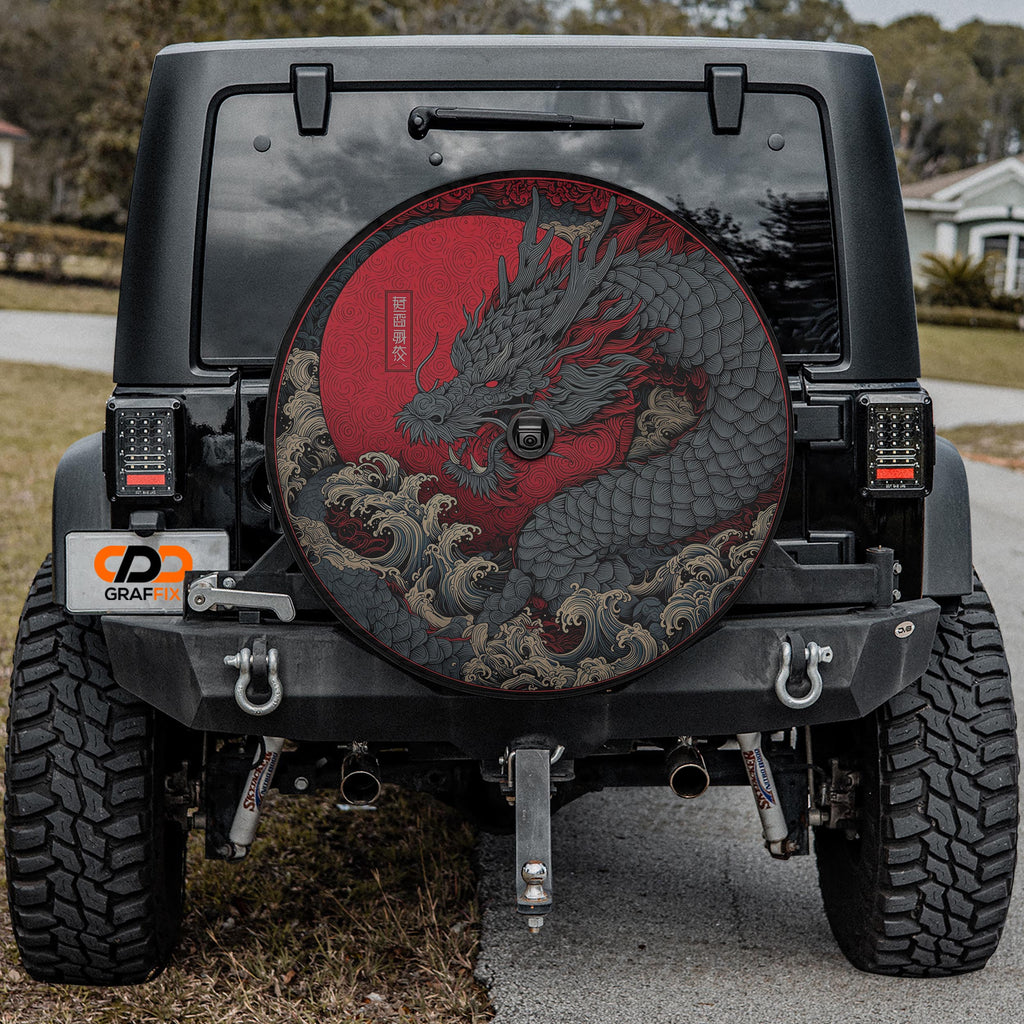 Storm Dragon Rising Spare Tire Cover