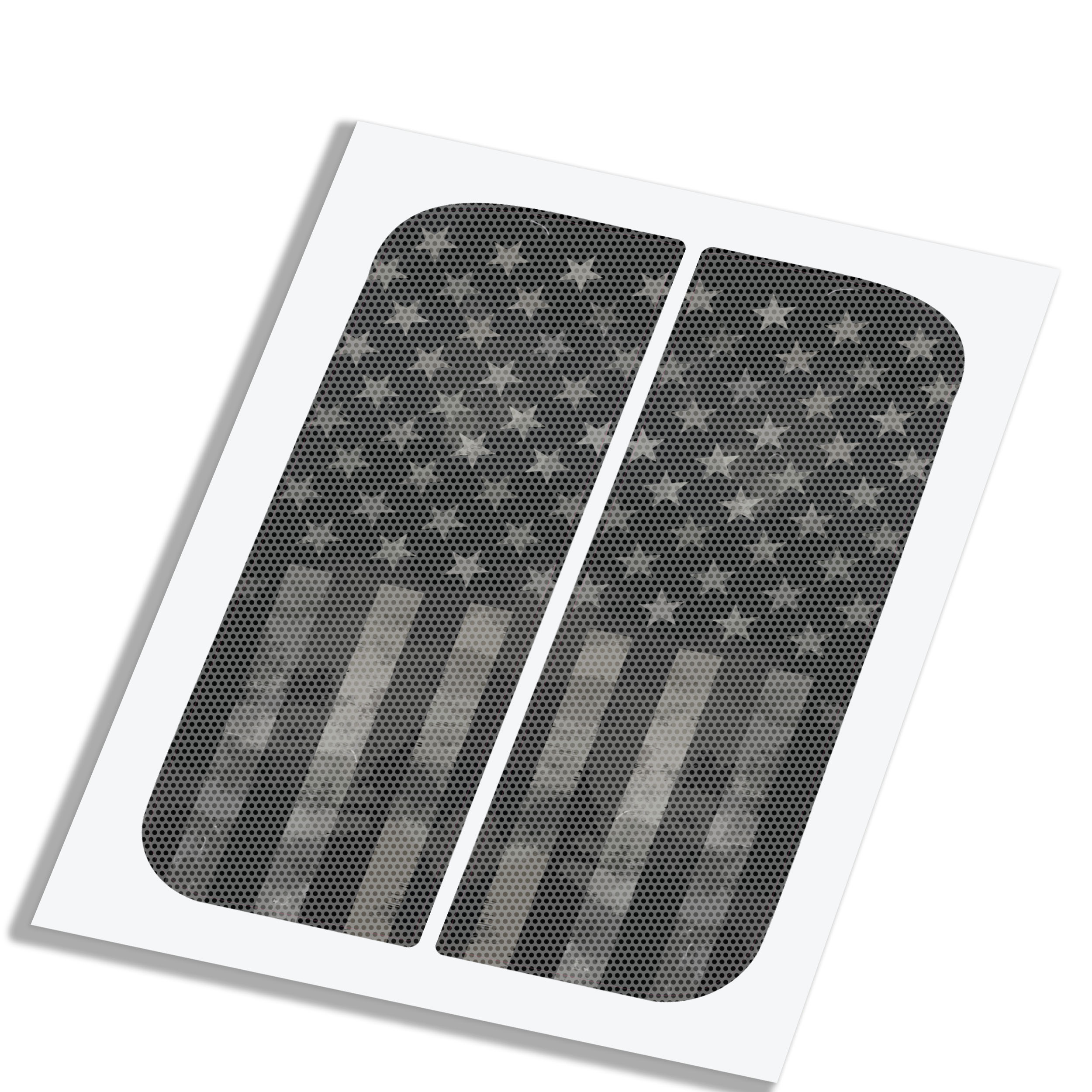 American Flag Perforated Rear Door Side Window Accent Decal Kit For Jeep Wrangler / Gladiator 4 door (2018-2026)