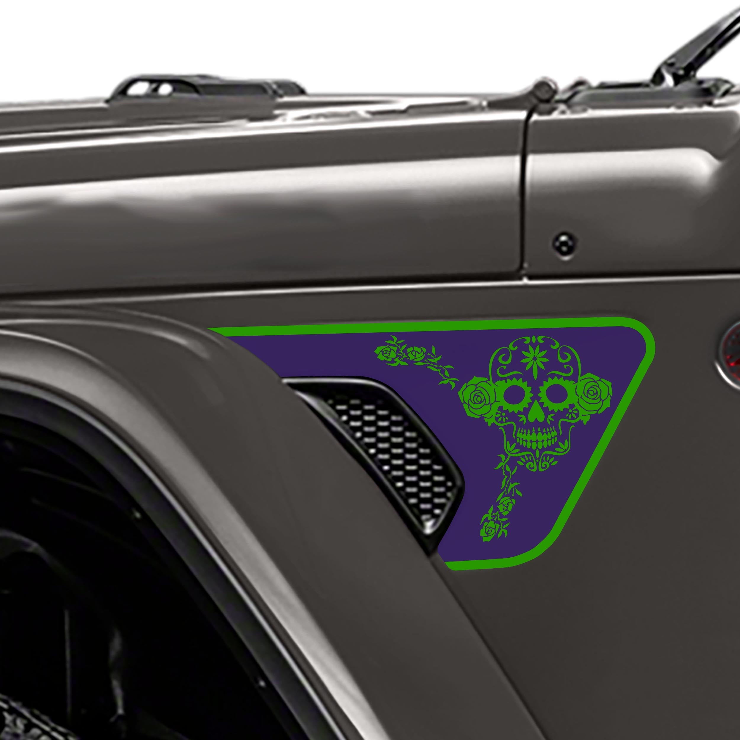 Dia de los Muertos Sugar Skull 2 Color Fender Vent Decal Set - Fits Wrangler JL/JLU & Gladiator JT