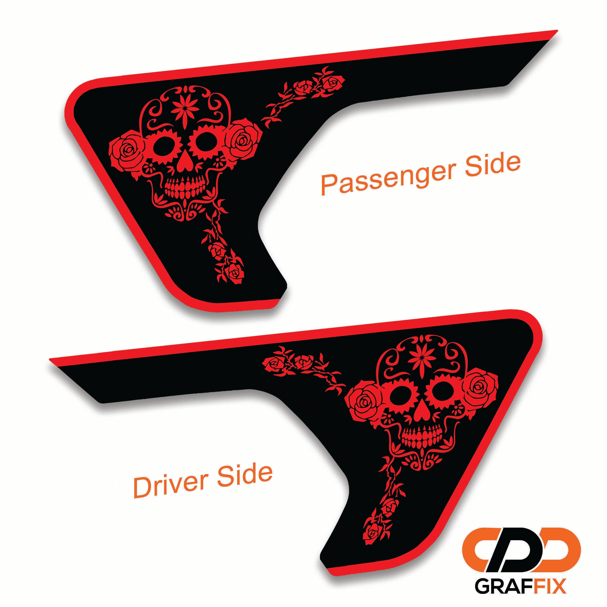 Dia de los Muertos Sugar Skull 2 Color Fender Vent Decal Set - Fits Wrangler JL/JLU & Gladiator JT