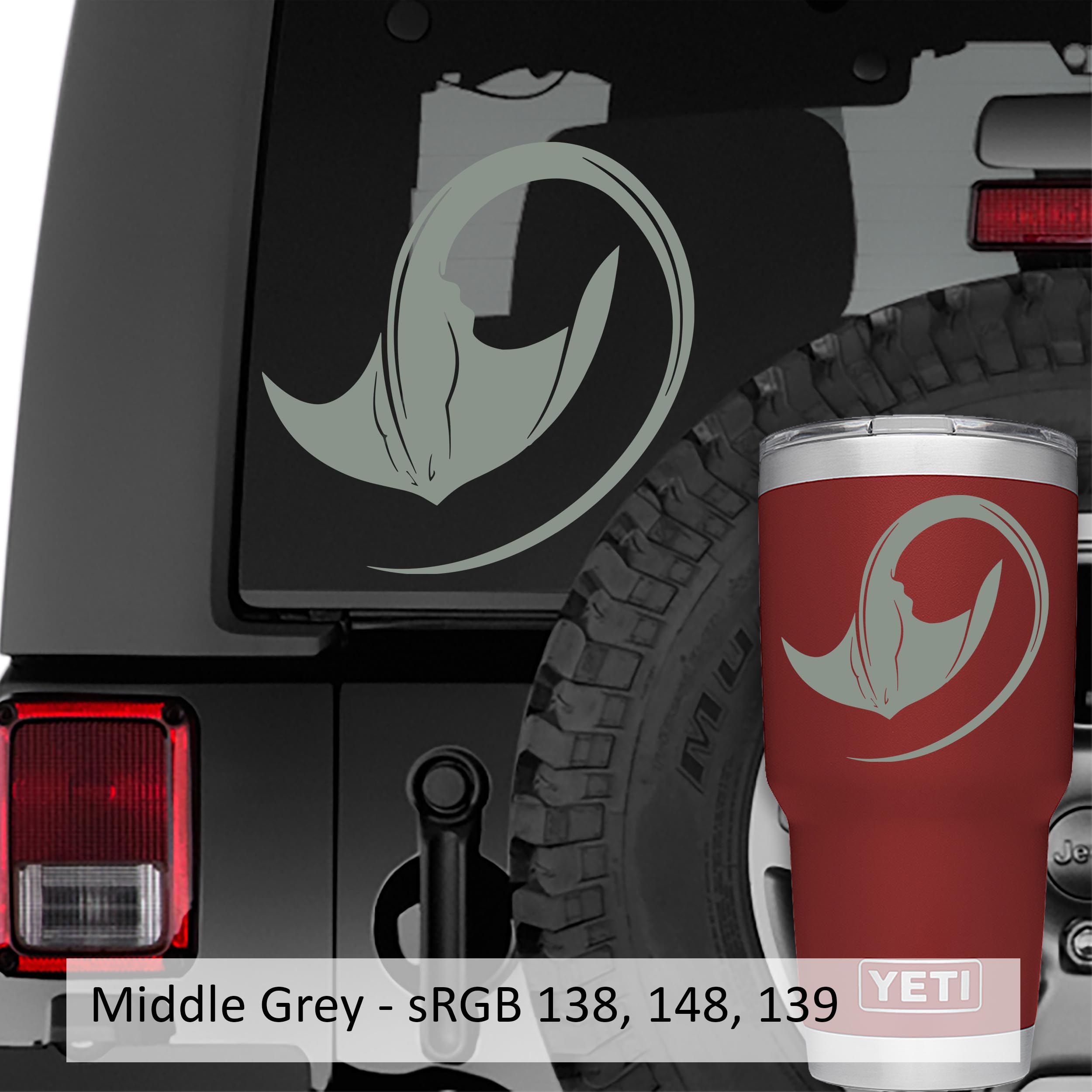 Swimming Manta Ray Vinyl Transfer Decal