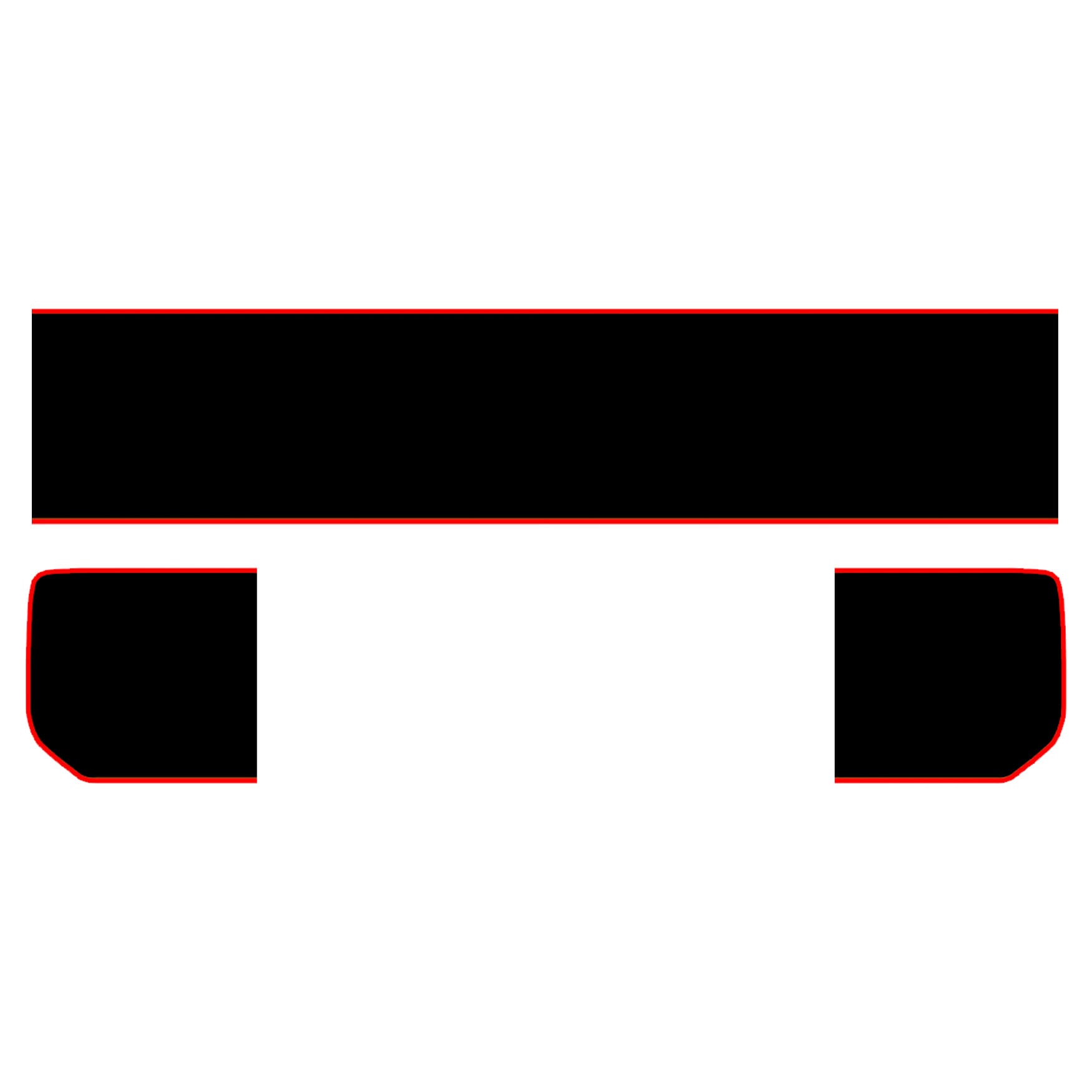 Black bordered blackout tailgate vinyl decal applied to white Jeep Gladiator JT bed
