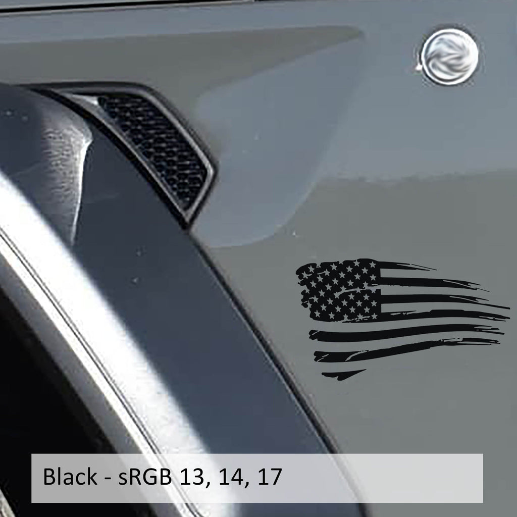 Tattered American Flag Fender Vinyl Decal Set