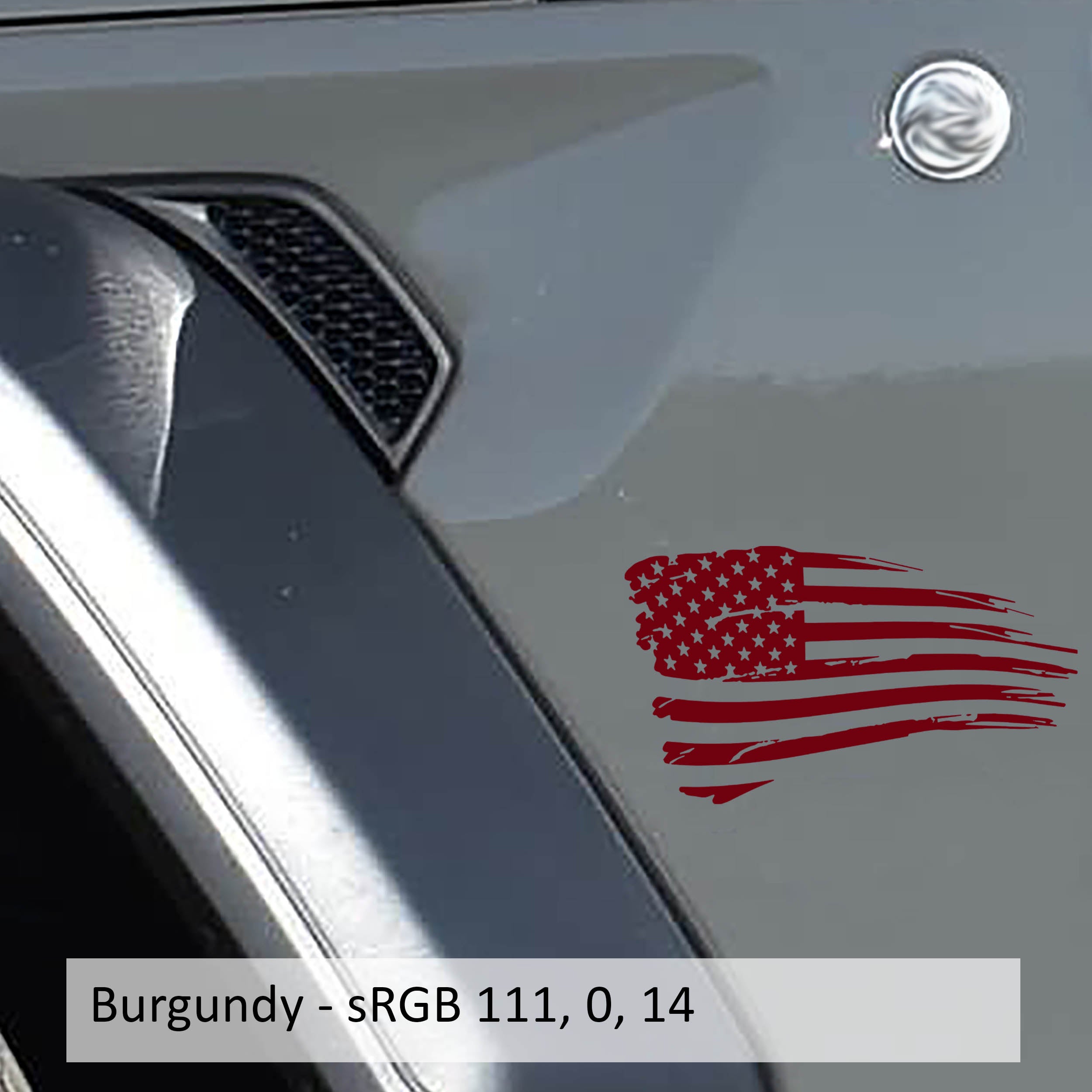 Tattered American Flag Fender Vinyl Decal Set
