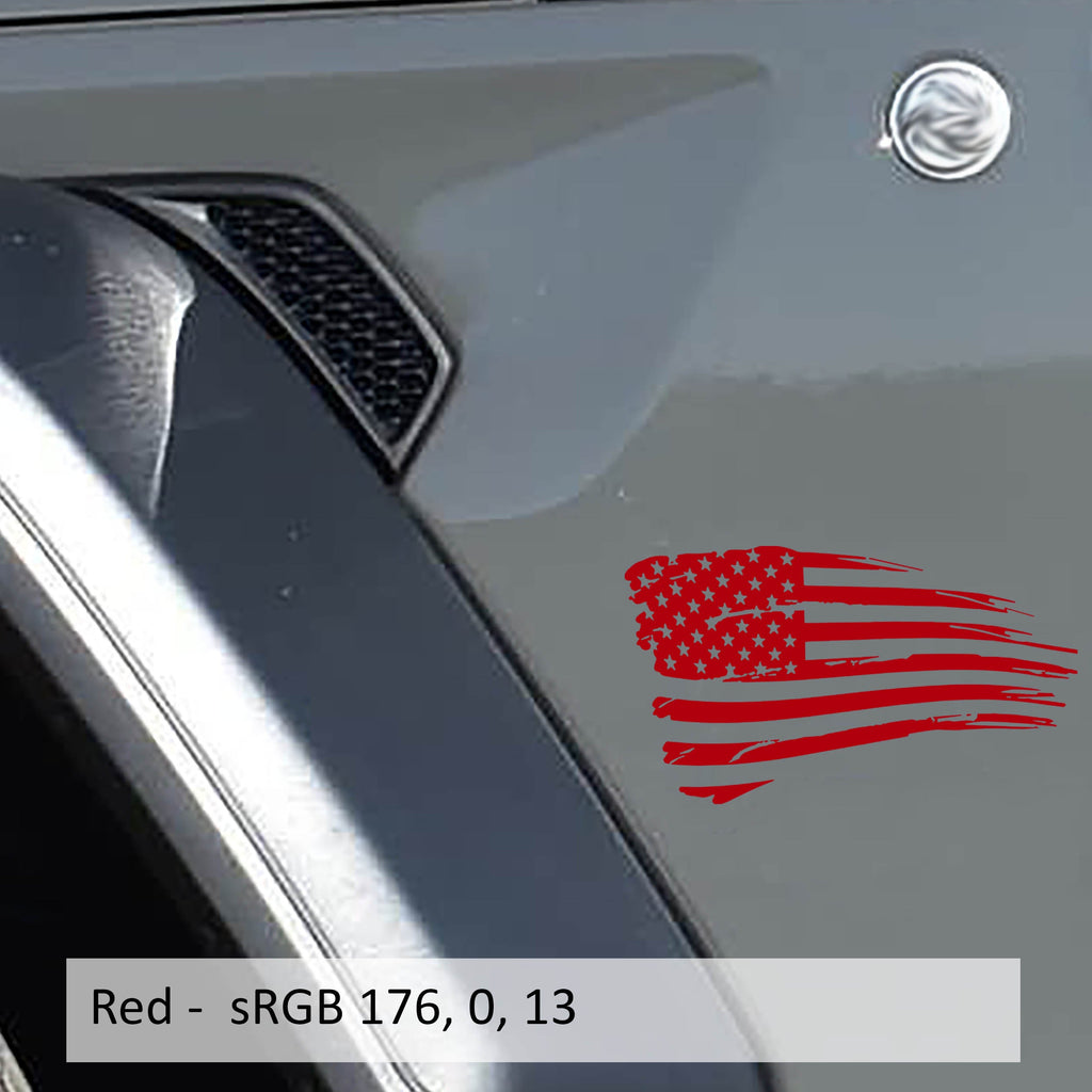Tattered American Flag Fender Vinyl Decal Set