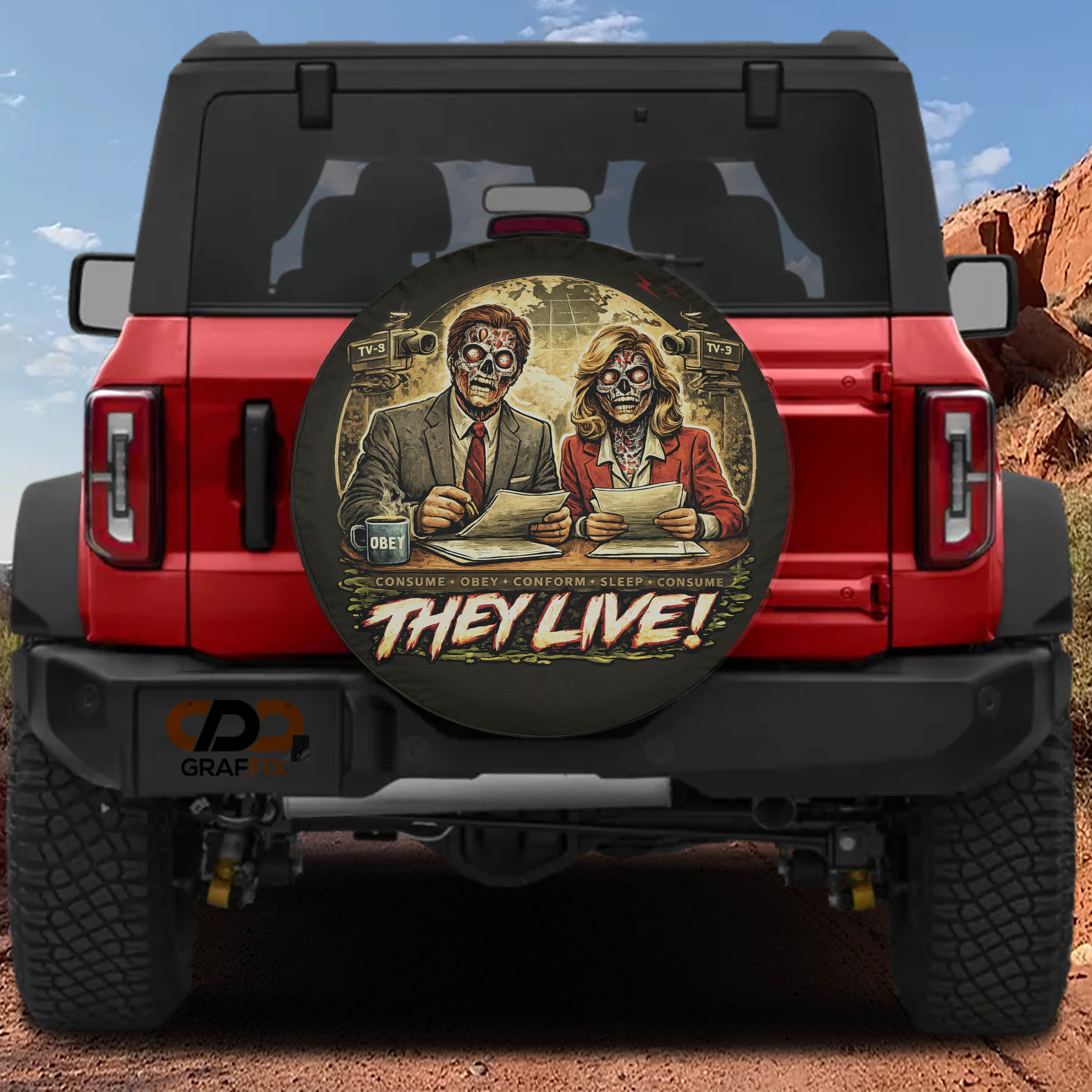 They Live News Broadcasters Spare Tire Cover