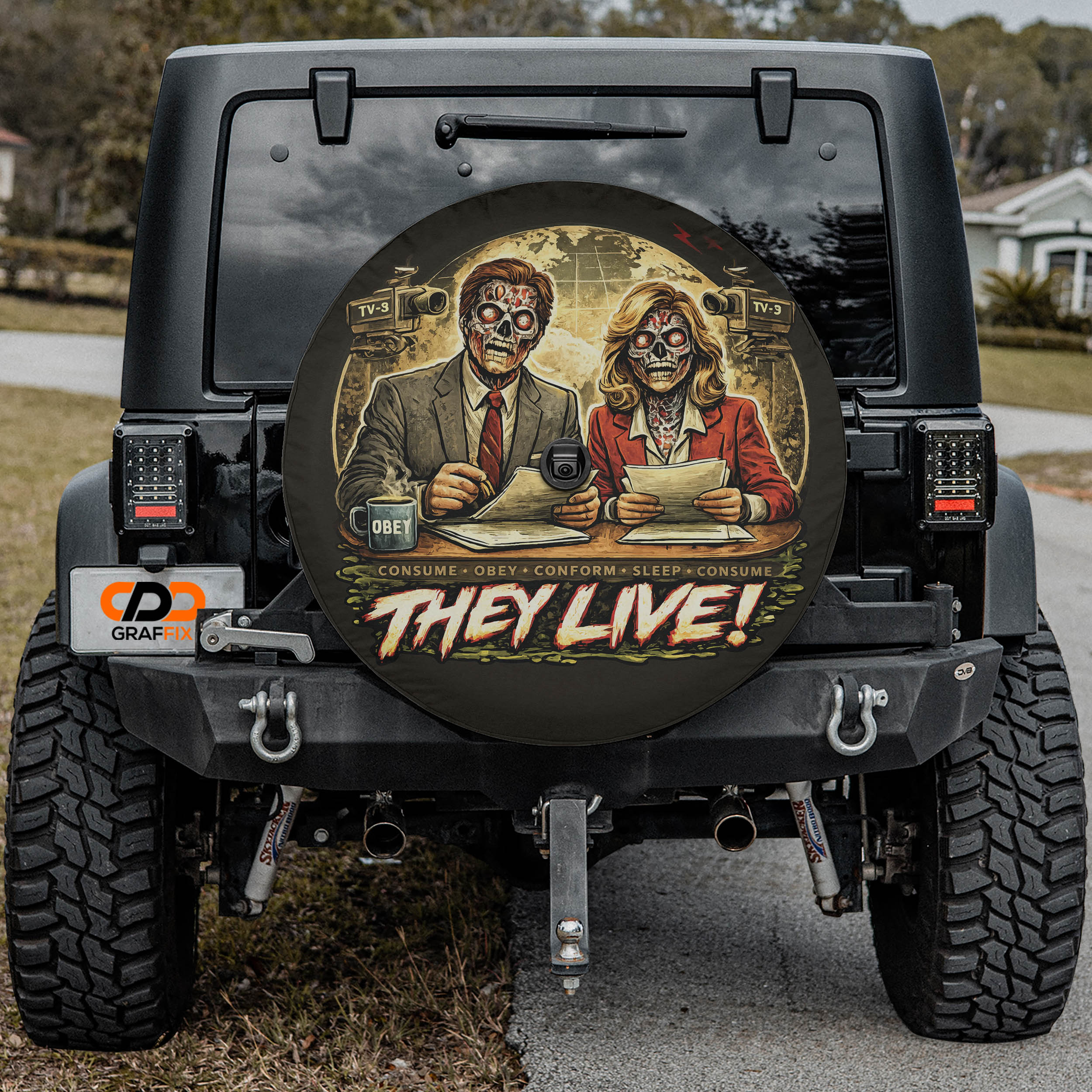 They Live News Broadcasters Spare Tire Cover