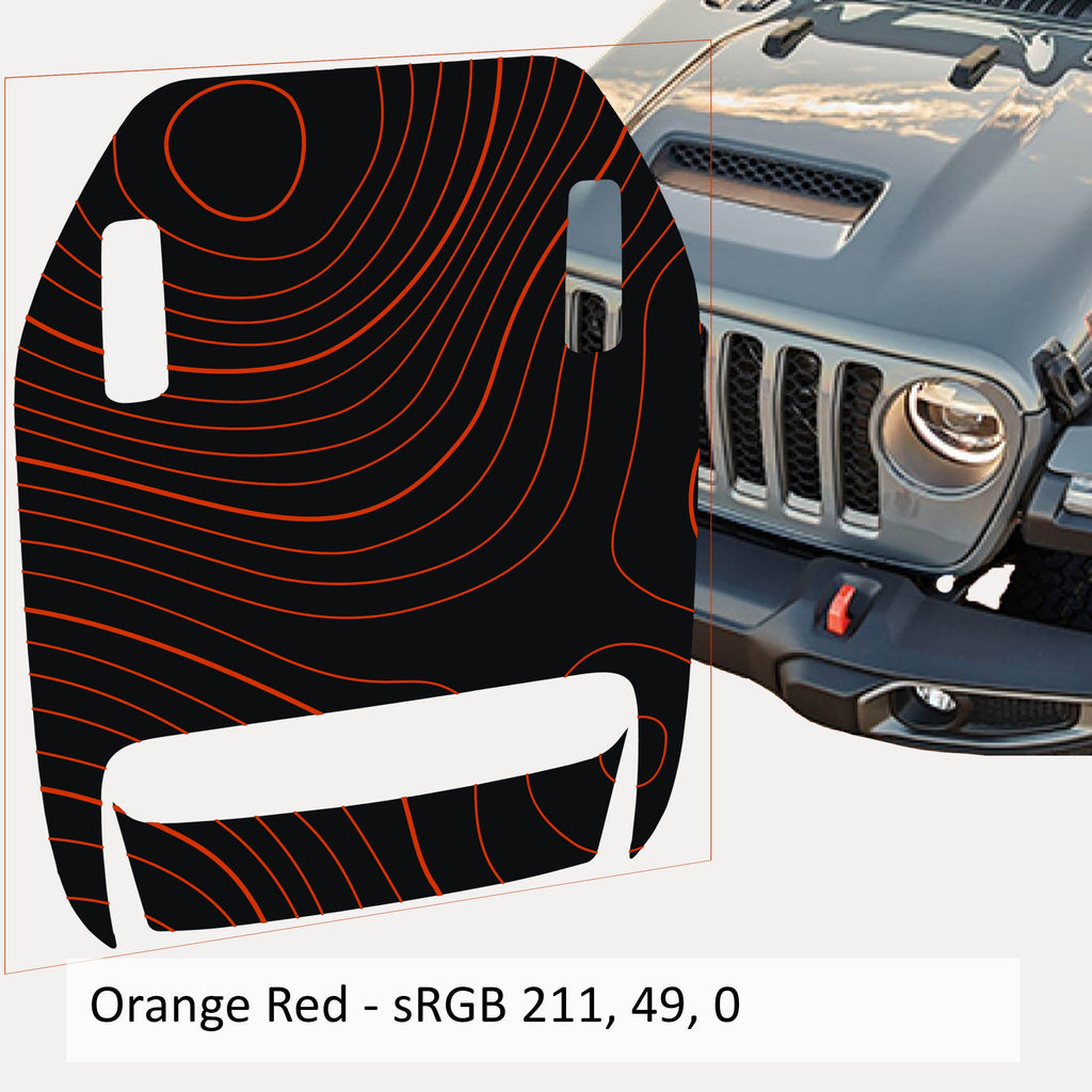 Topographical Clawed Foot Hood 2-Layer Decal - Fits 2018+ Wrangler JL 392 Gladiator JT Mojave