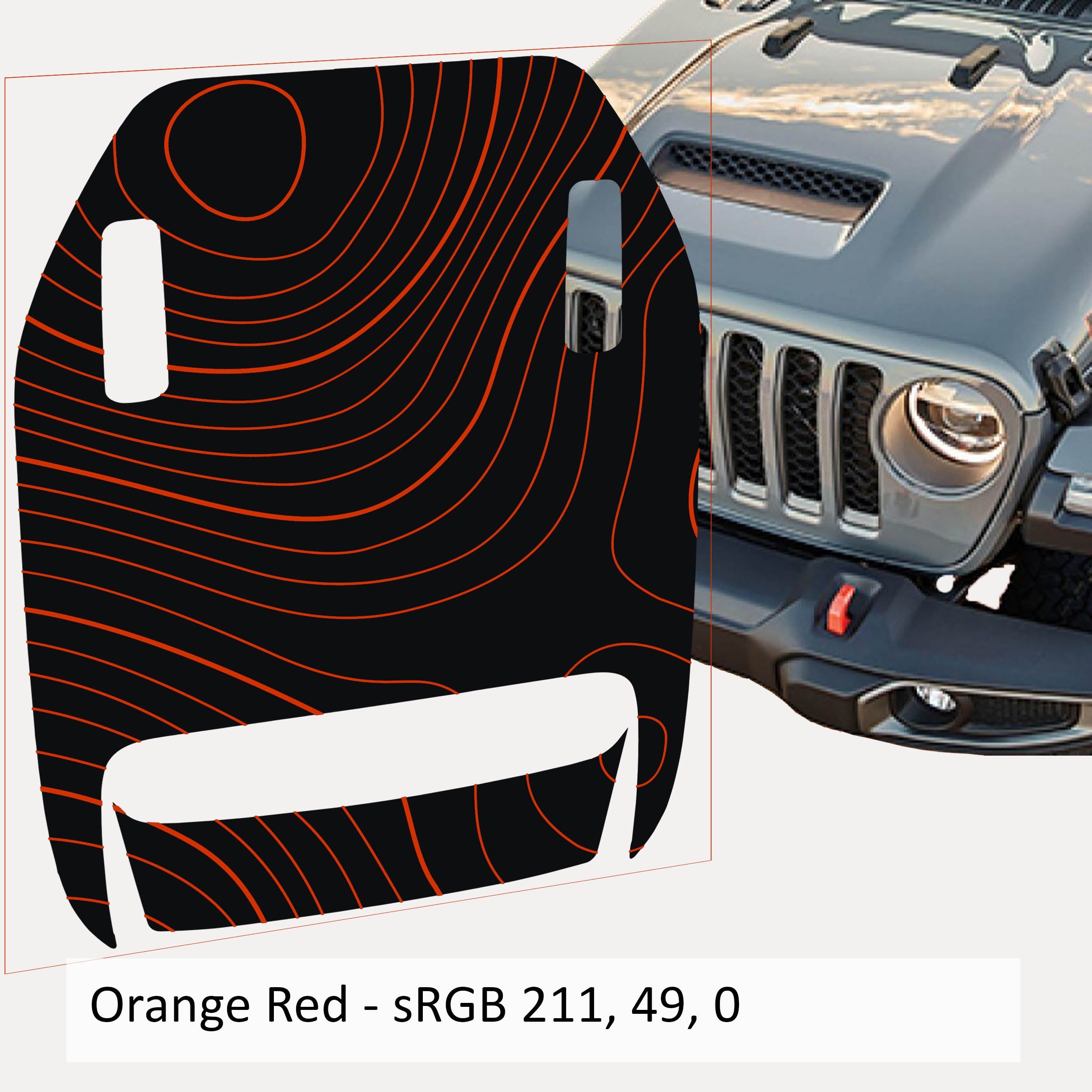 Topographical Clawed Foot Hood 2-Layer Decal - Fits 2018+ Wrangler JL 392 Gladiator JT Mojave