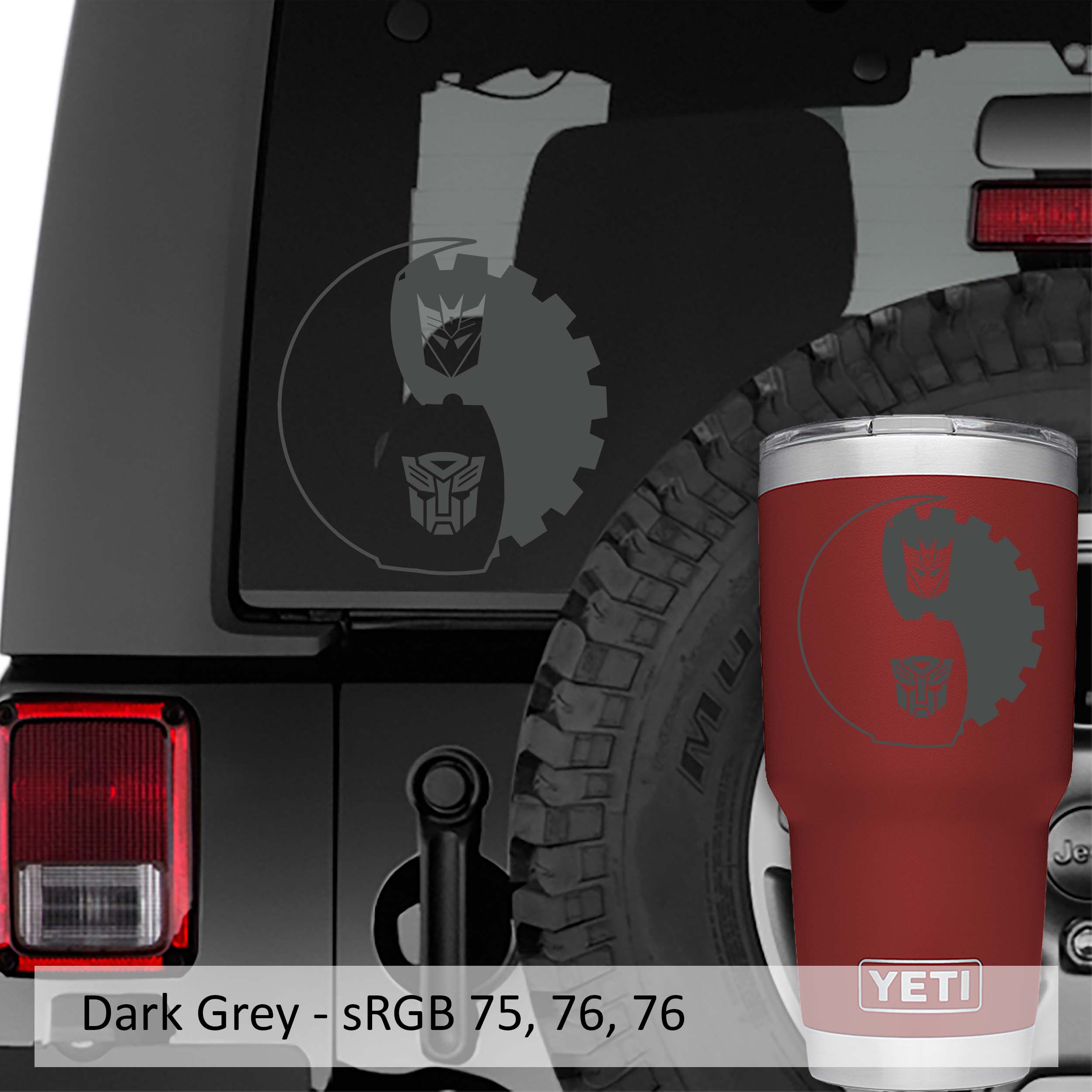  Autobot & Decepticon Yin Yang Symbol Vinyl Decal