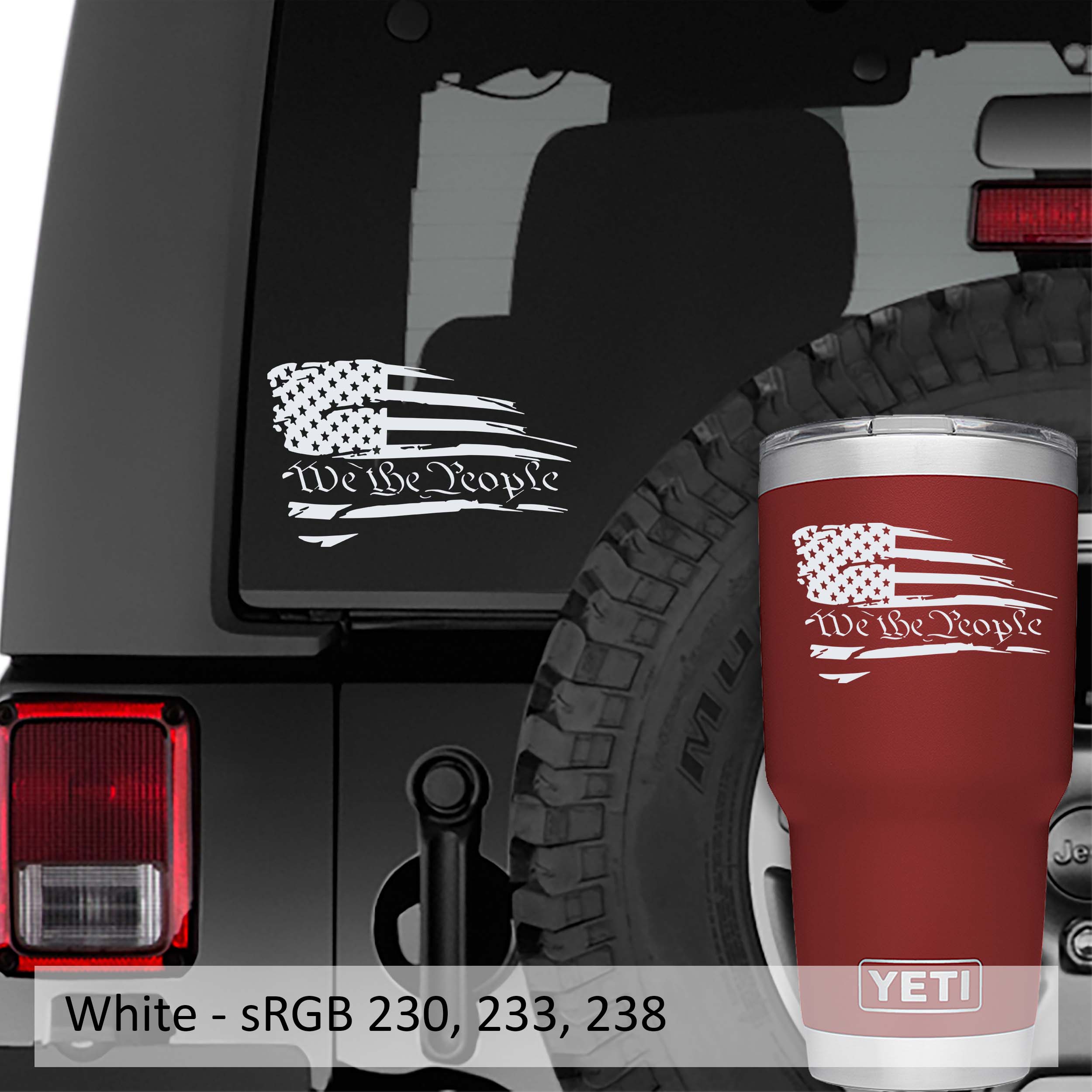 We The People Distressed American Flag Vinyl Decal