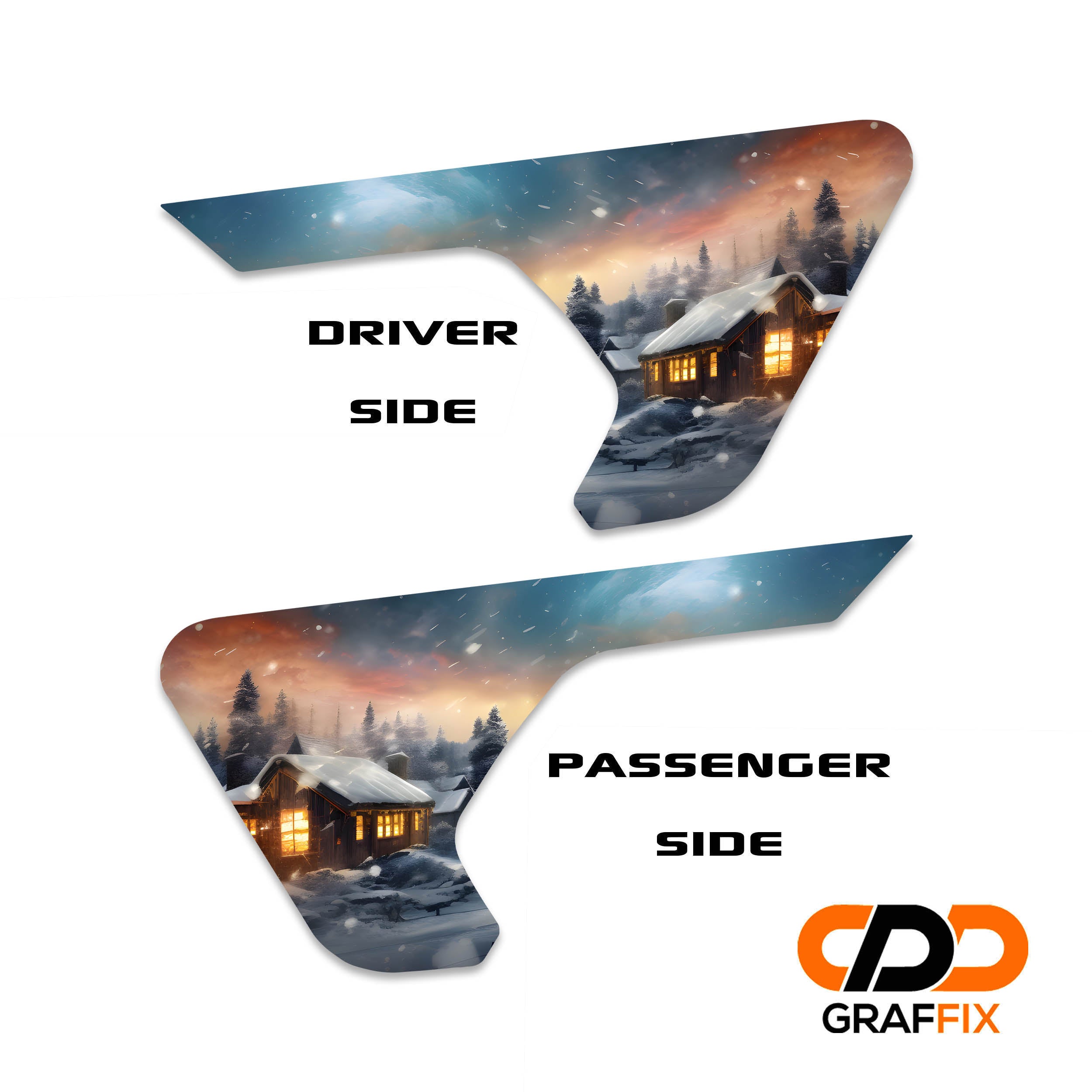 Christmas Winter Cabin Scene Fender Vent Decal - Fits Jeep Wrangler JL/Jeep Gladiator JT 2018 - 2023