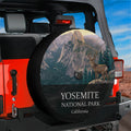 Yosemite National Park spare tire cover mounted on a Jeep Wrangler tailgate