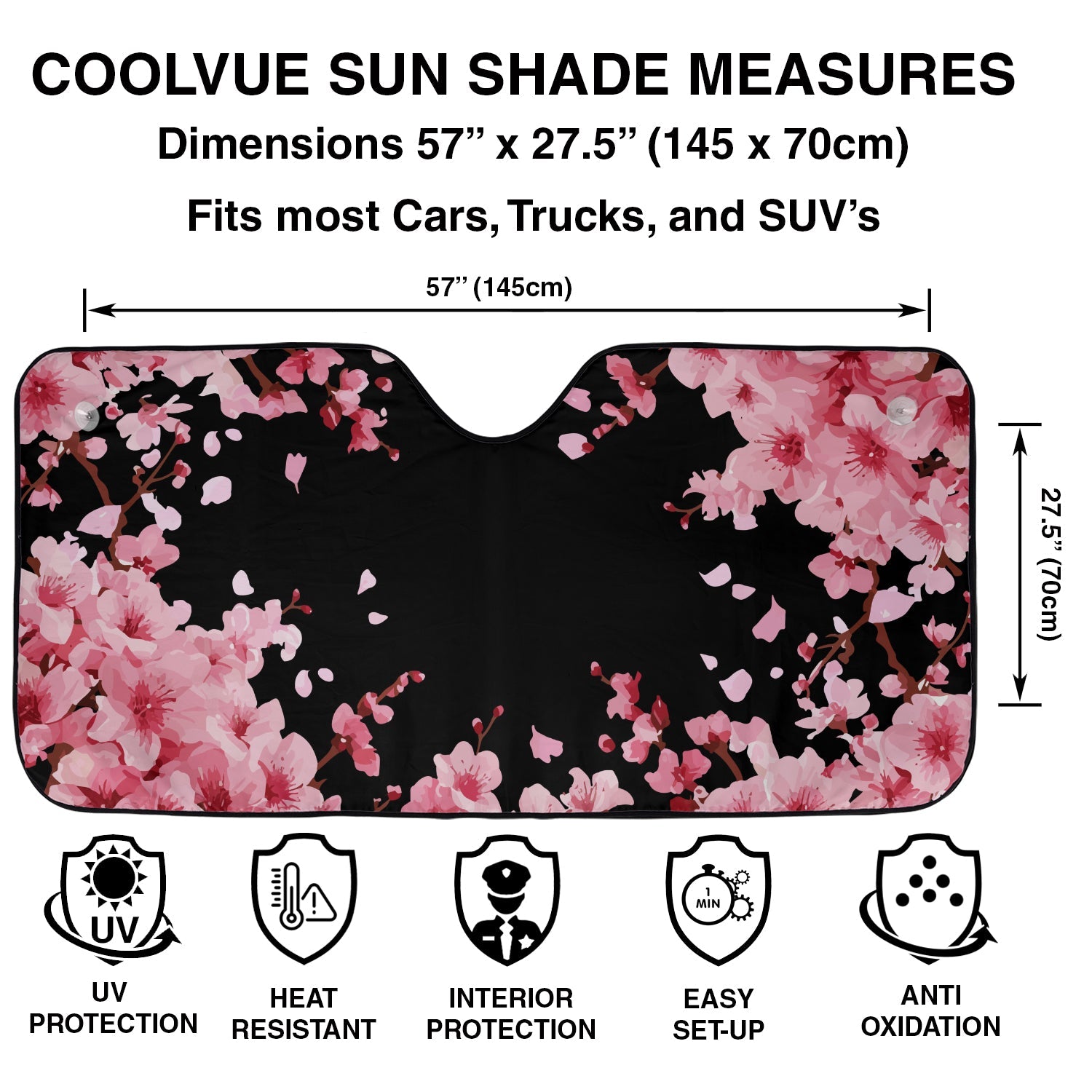 Japanese Cherry Blossom Windshield Sunshade | Jeep Decal Store