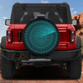 Radar HUD display spare tire cover with green grid targeting printed design