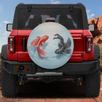 Yin-Yang Koi Fish Harmony design printed spare tire cover with optional backup camera hole by Graffix