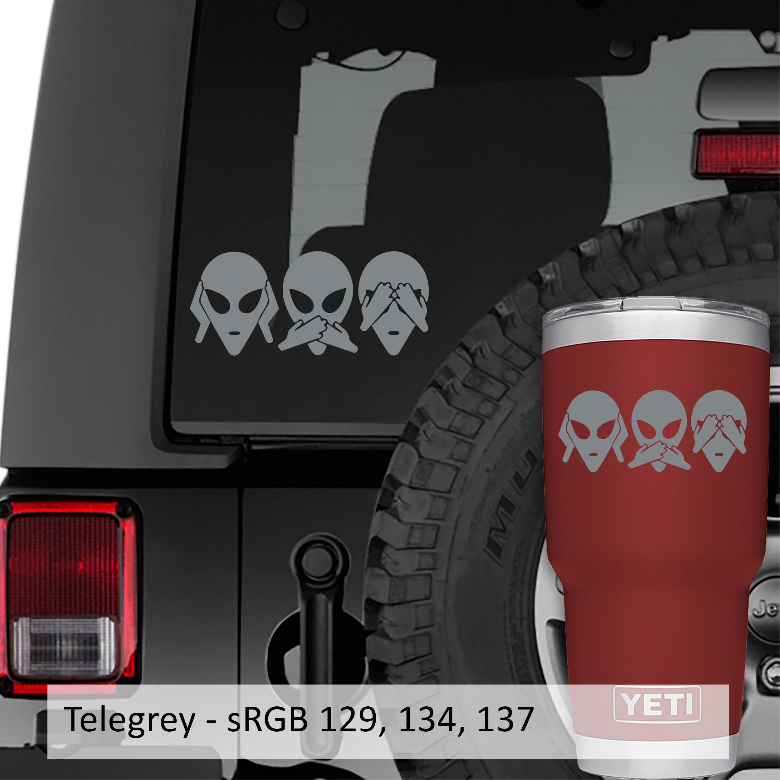 Hear No Evil See No Evil Speak No Evil Alien Head Vinyl Decal