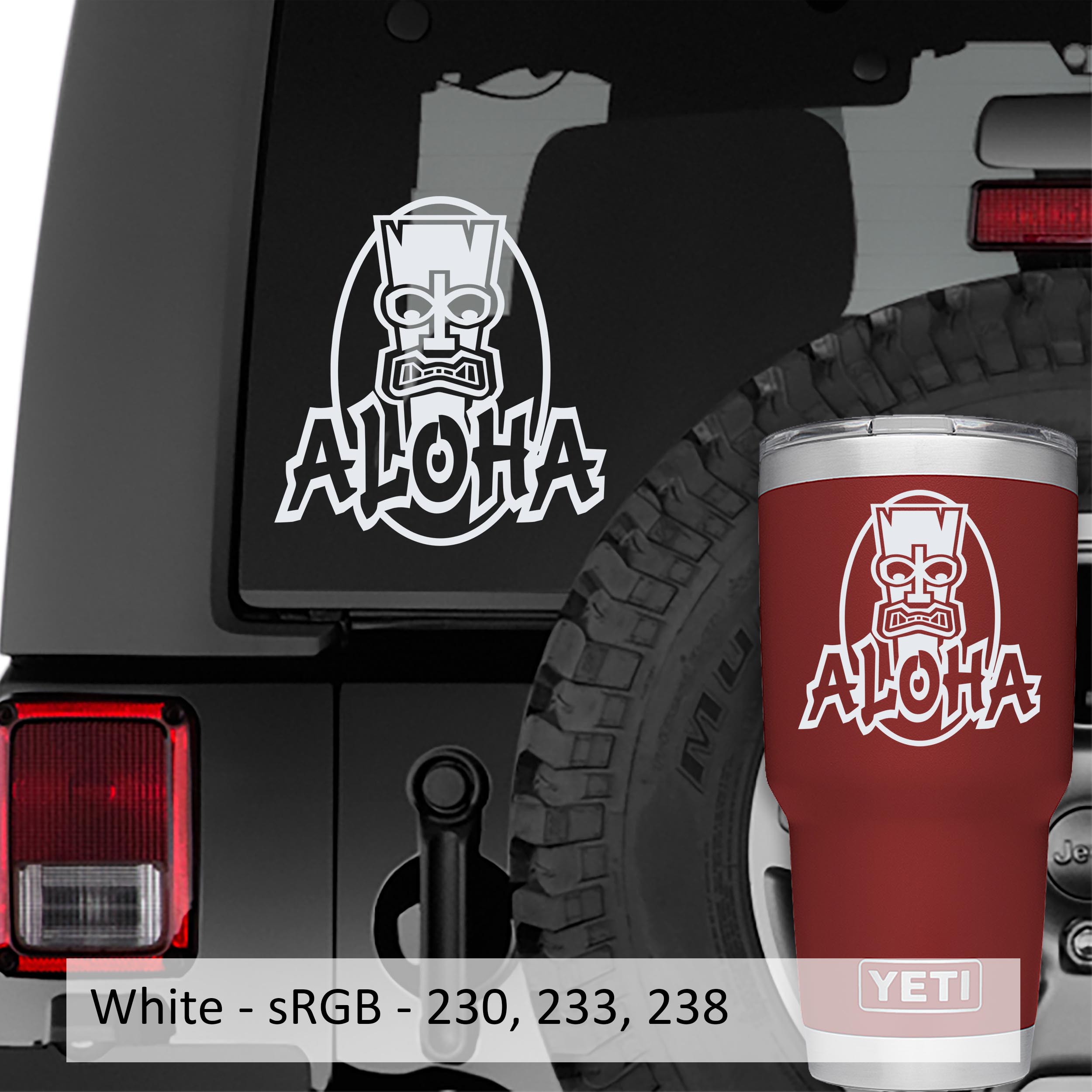 Aloha Tiki Mask Vinyl Decal Sticker