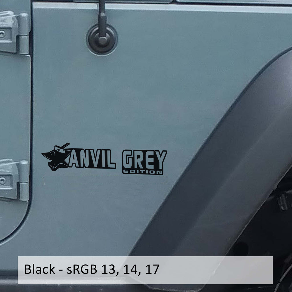 Black Anvil Grey edition fender decal mockup pair for Jeep Wrangler JL Gladiator JT