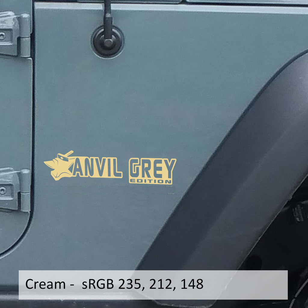 Cream Anvil Grey edition fender decal mockup pair for Jeep Wrangler JL Gladiator JT