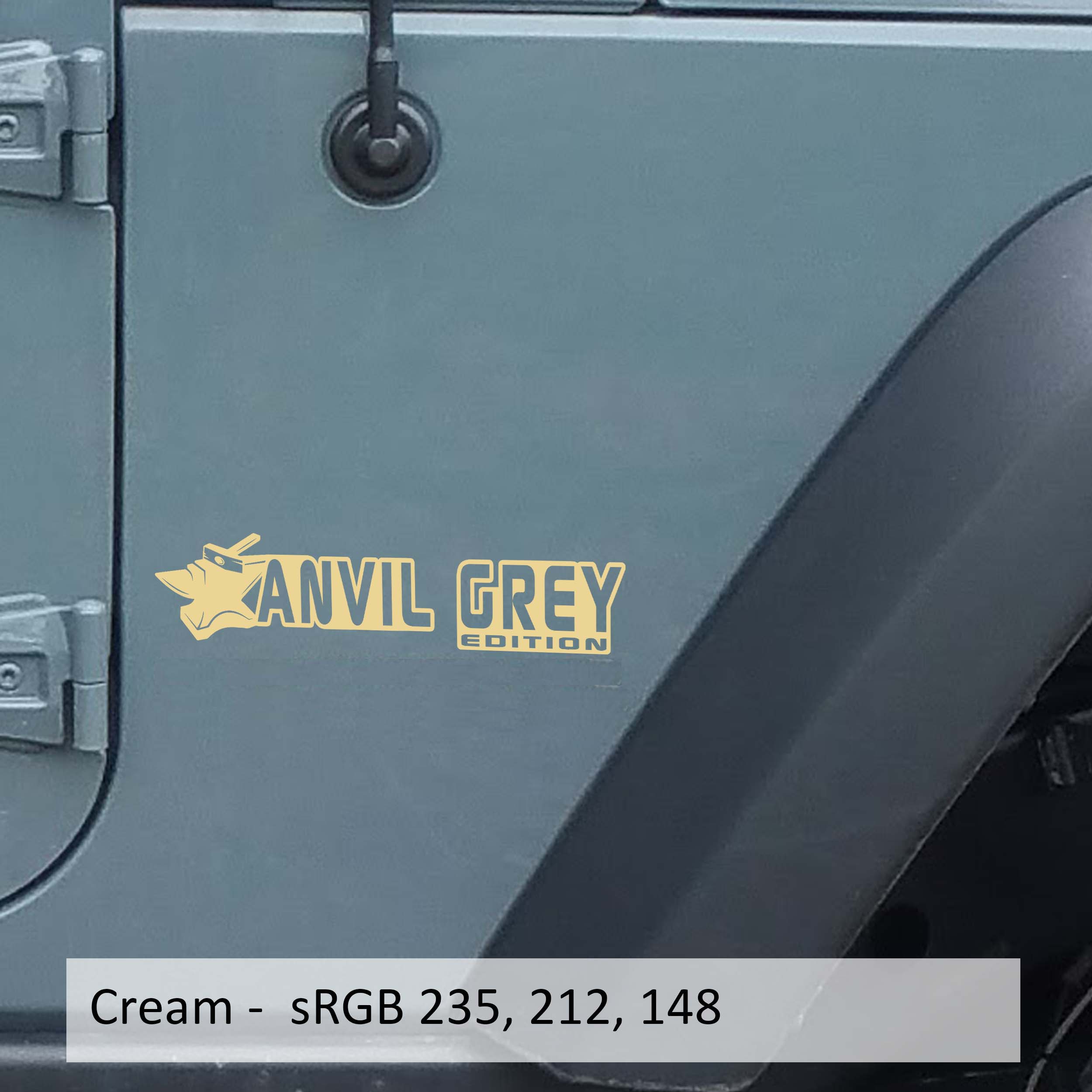 Cream Anvil Grey edition fender decal mockup pair for Jeep Wrangler JL Gladiator JT
