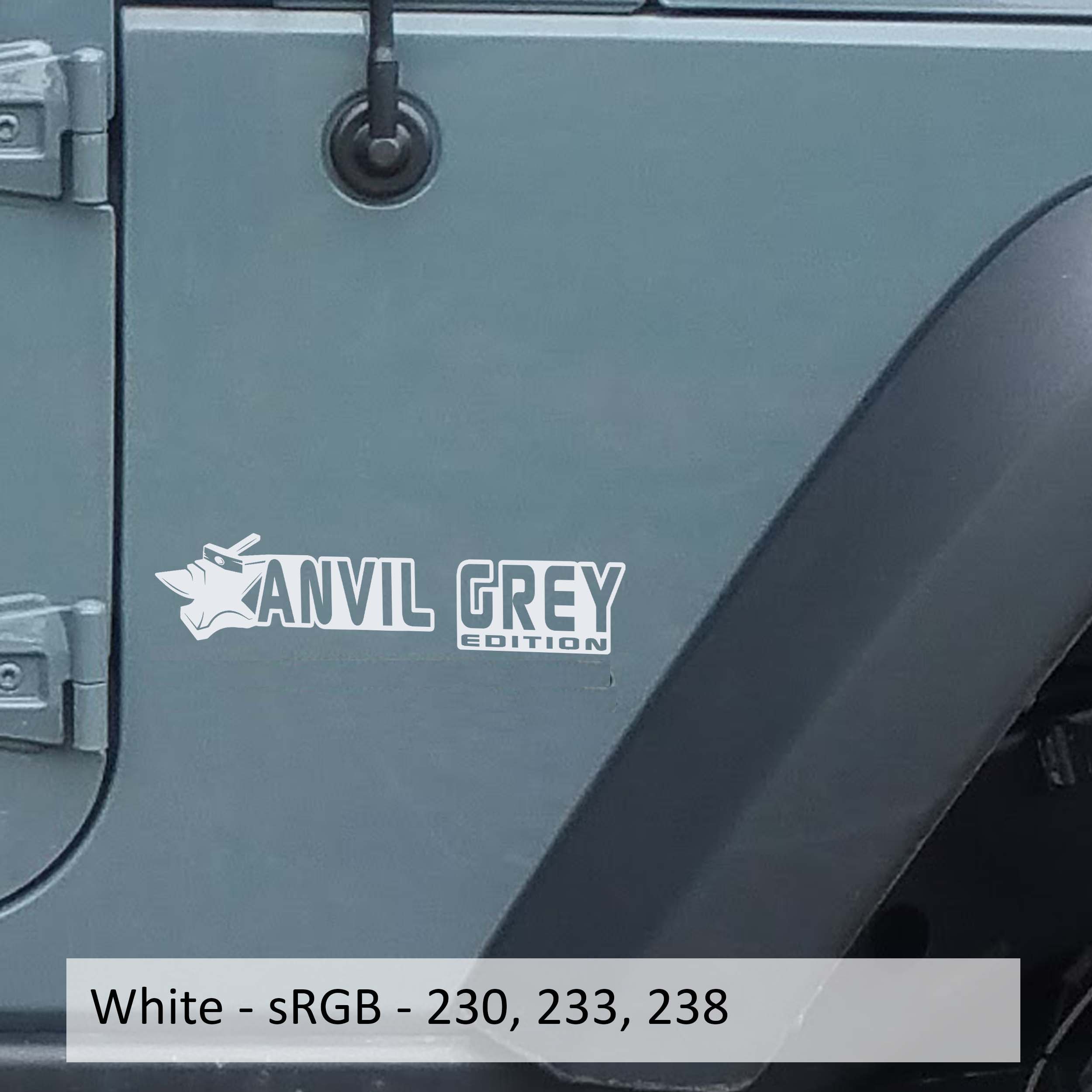White Anvil Grey edition fender decal mockup pair for Jeep Wrangler JL Gladiator JT