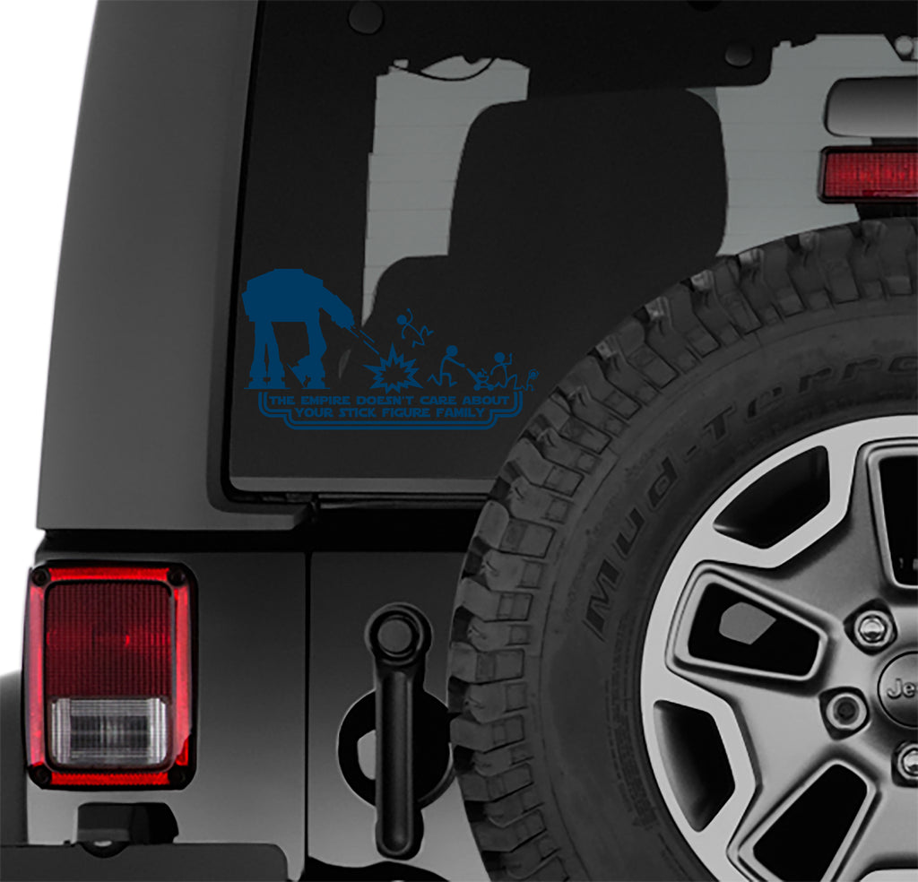 At-At The Empire Doesn't Care Your Stick Figure Family Vinyl Decal