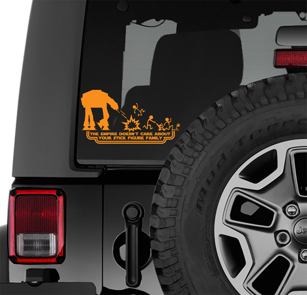 At-At The Empire Doesn't Care Your Stick Figure Family Vinyl Decal