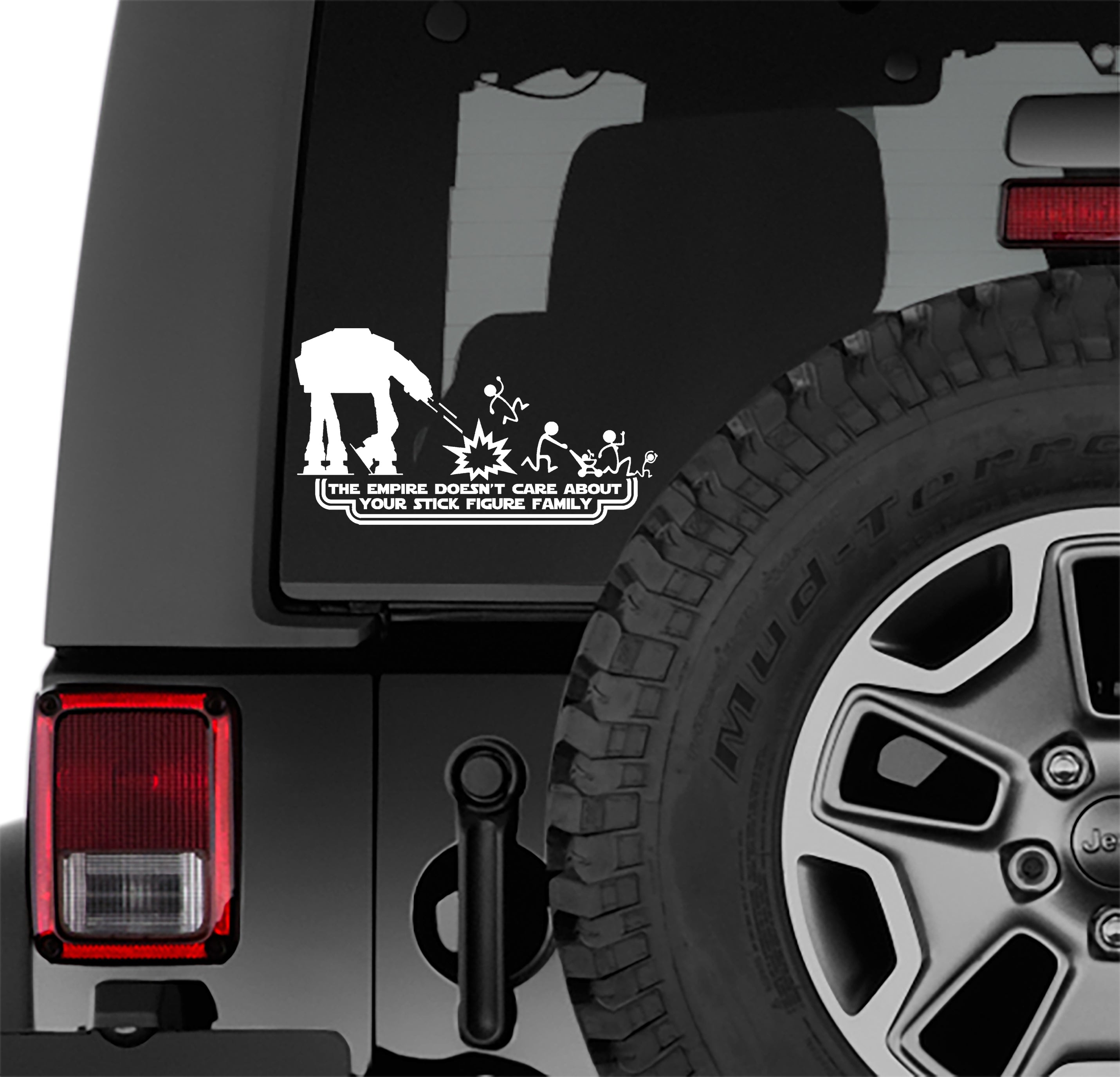 At-At The Empire Doesn't Care Your Stick Figure Family Vinyl Decal
