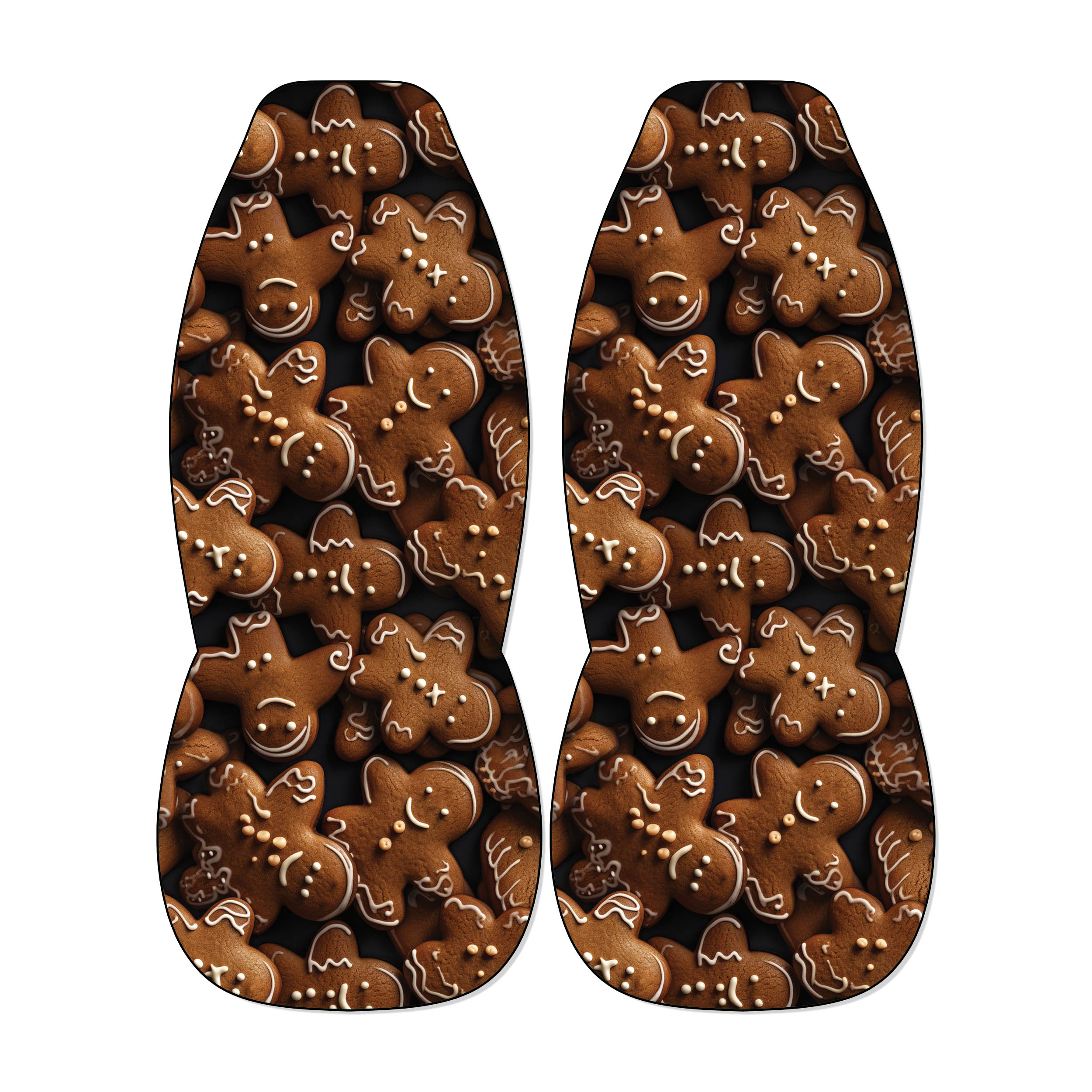 a pair of shoes with a pattern of gingerbread cookies on them.