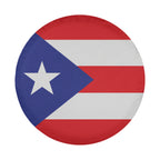 Puerto Rico Flag spare tire cover round design featuring red and white stripes with white star on blue