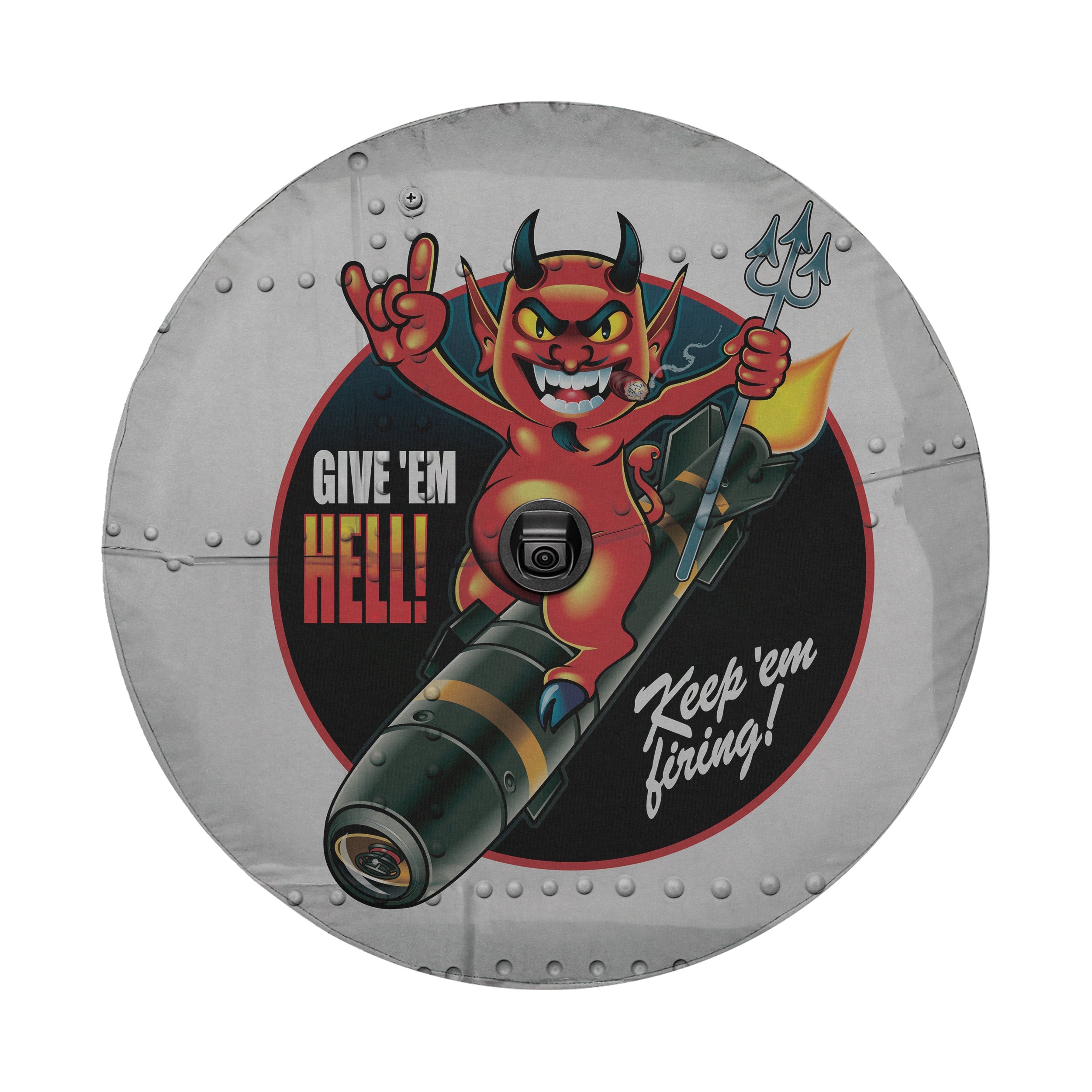 Give Em Hell Vintage Bomber Tire Cover | Jeep Decal Store