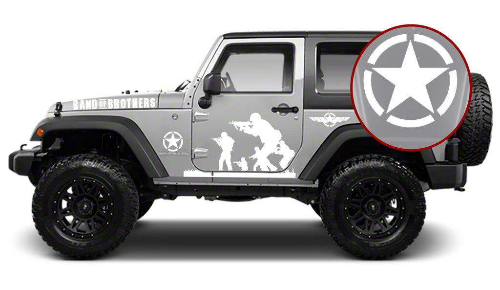Band of Brothers US Army Veteran Military 9pc Vinyl Decal Vehicle Kit - Fits Jeep Wrangler JK/JKU/JL Gladiator JT