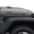 Black Battleship Grey Edition side hood vinyl decal pair with warship illustration laid flat