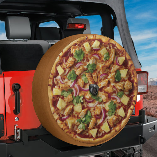 BBQ Chicken Pizza Spare Tire Cover With Backup Camera Hole