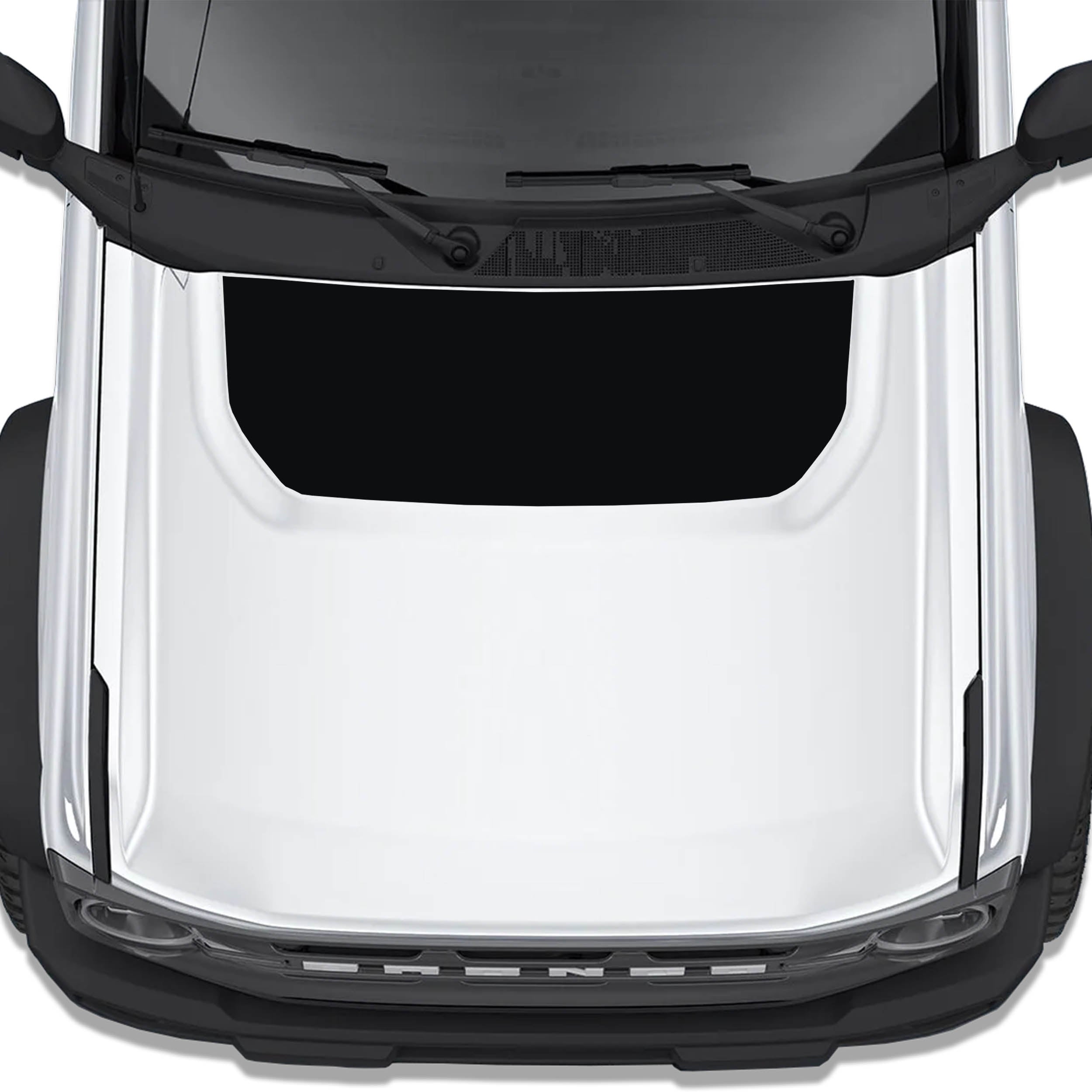 Topographical blackout hood vinyl decal shown installed on the hood of a 2021+ Ford Bronco SUV