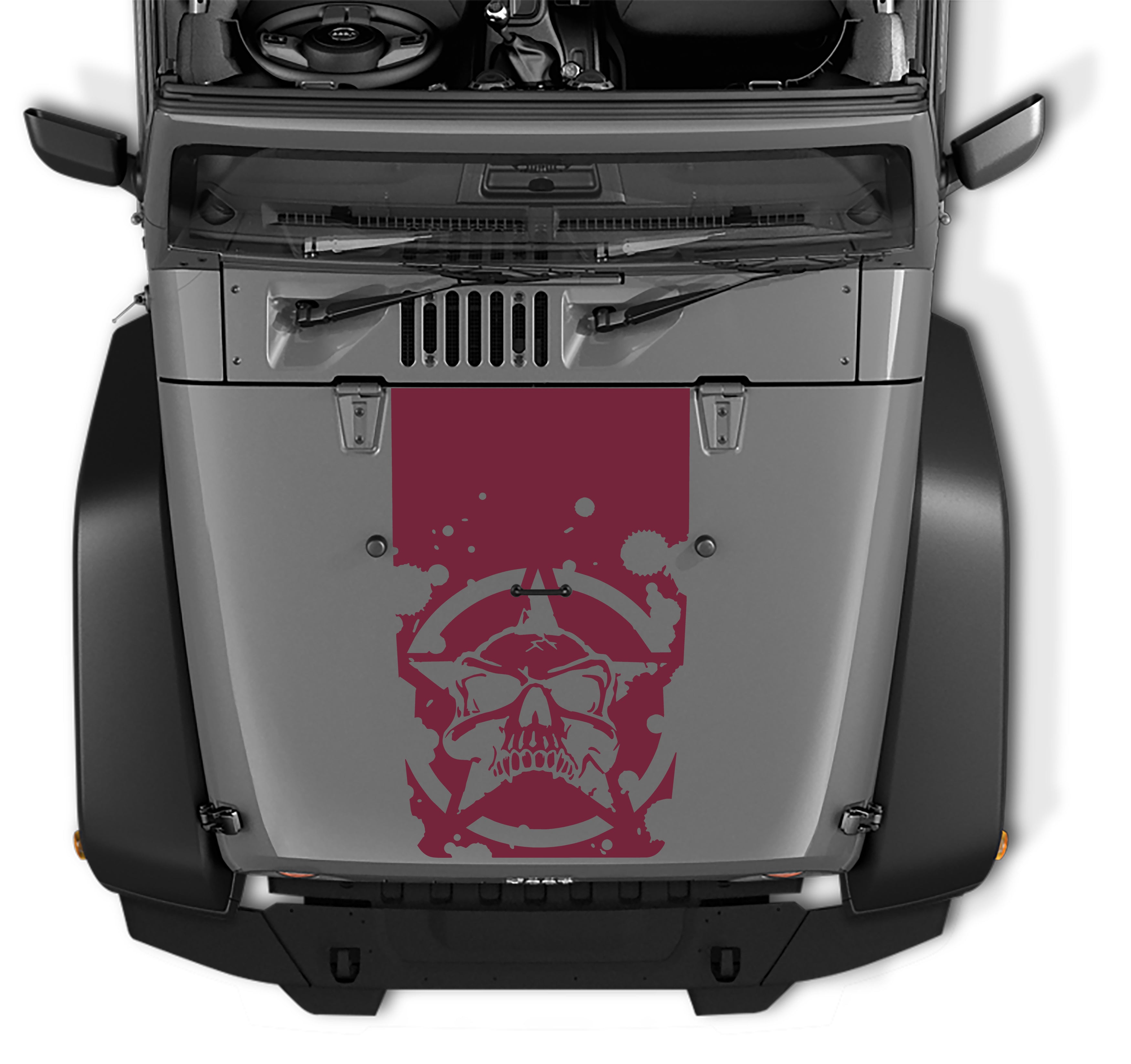 Military Star and Skull Blackout Hood Decal Vinyl