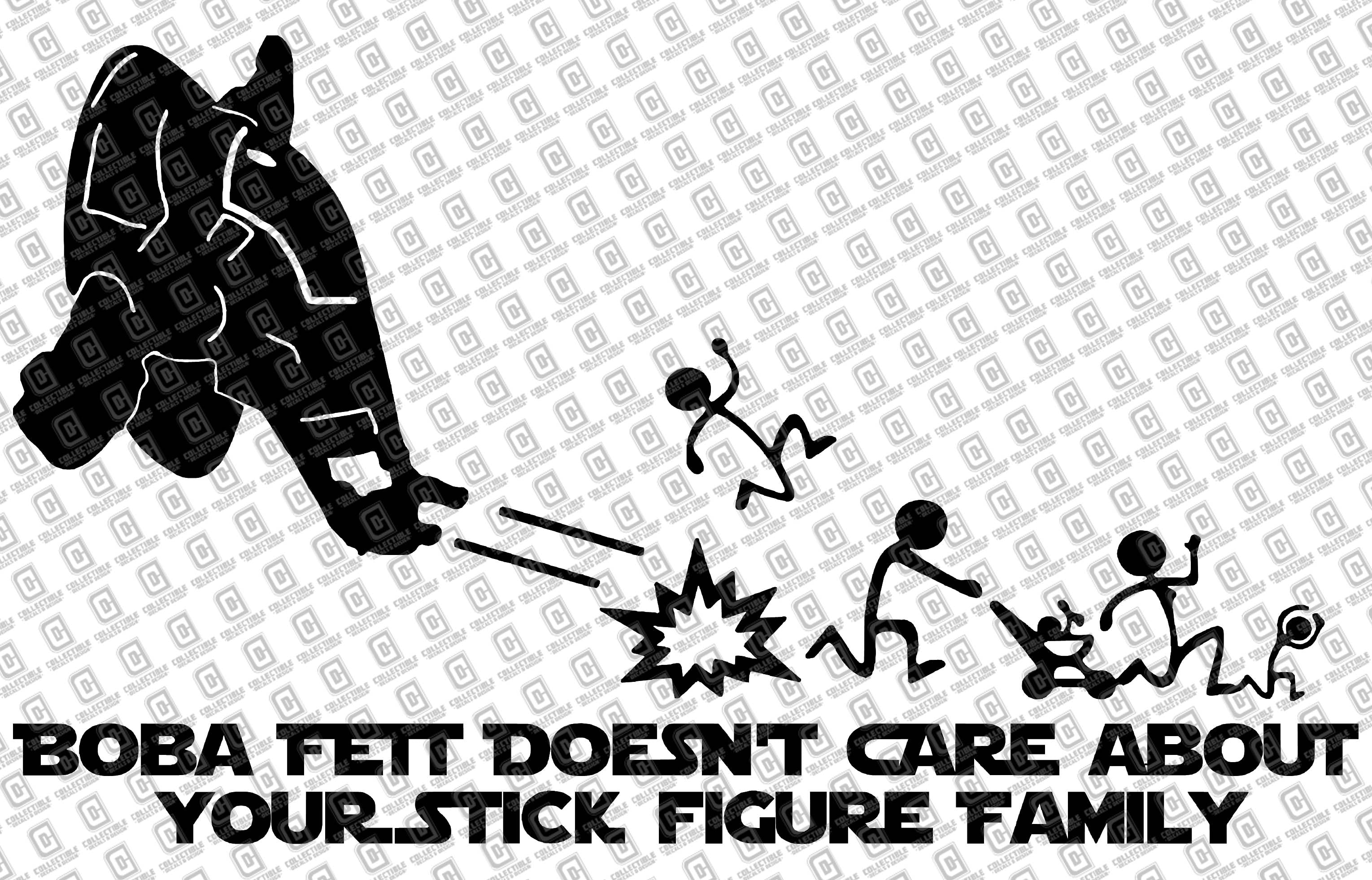 Boba Fett Doesn't Care Your Stick Figure Family Vinyl Decal
