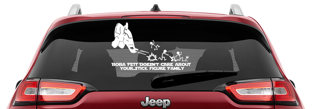 Boba Fett Doesn't Care Your Stick Figure Family Vinyl Decal