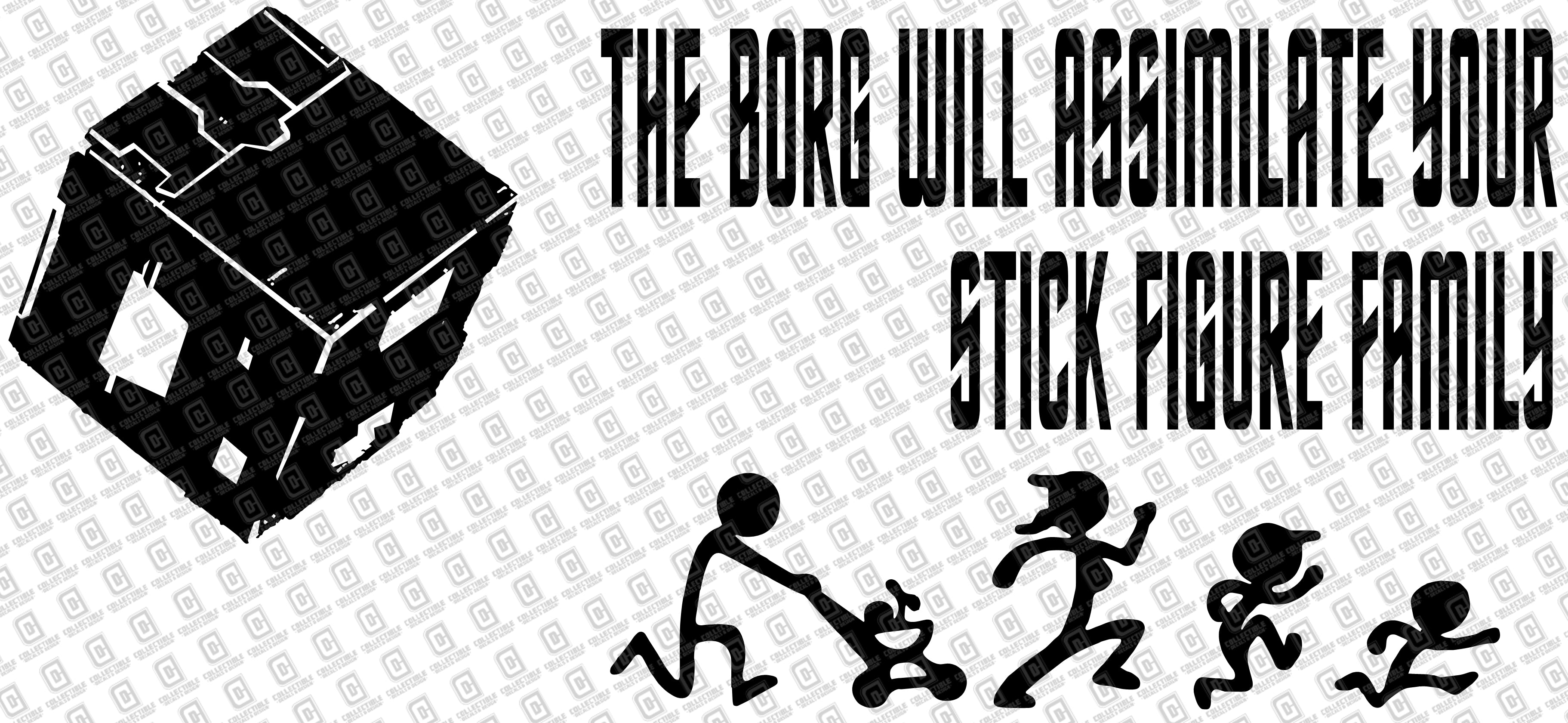 The Borg Will Assimilate Your Stick Figure Family Vinyl Decal