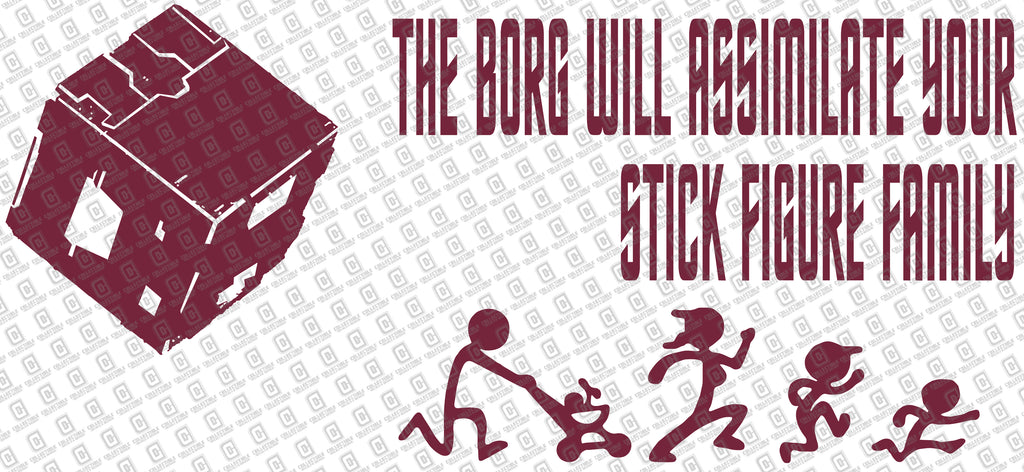 The Borg Will Assimilate Your Stick Figure Family Vinyl Decal