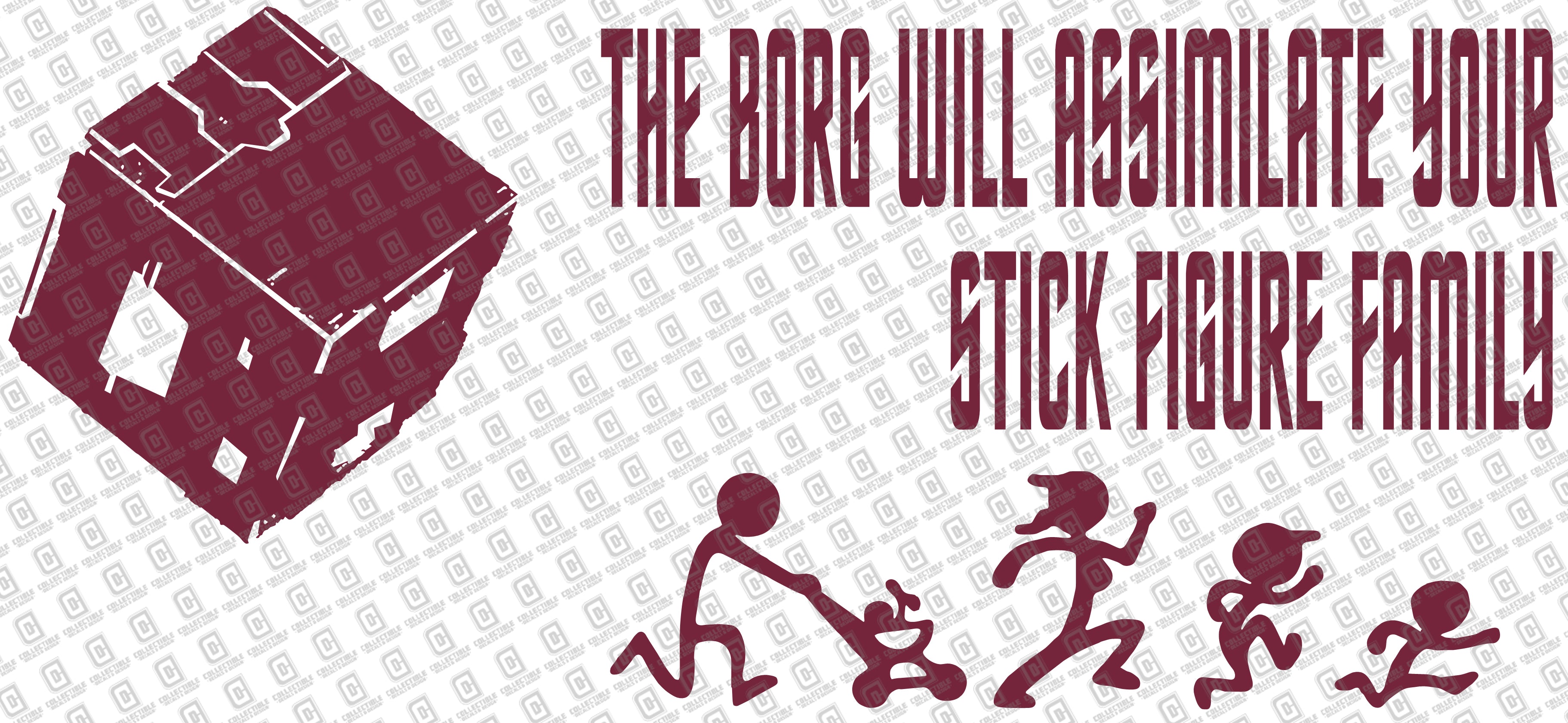 The Borg Will Assimilate Your Stick Figure Family Vinyl Decal