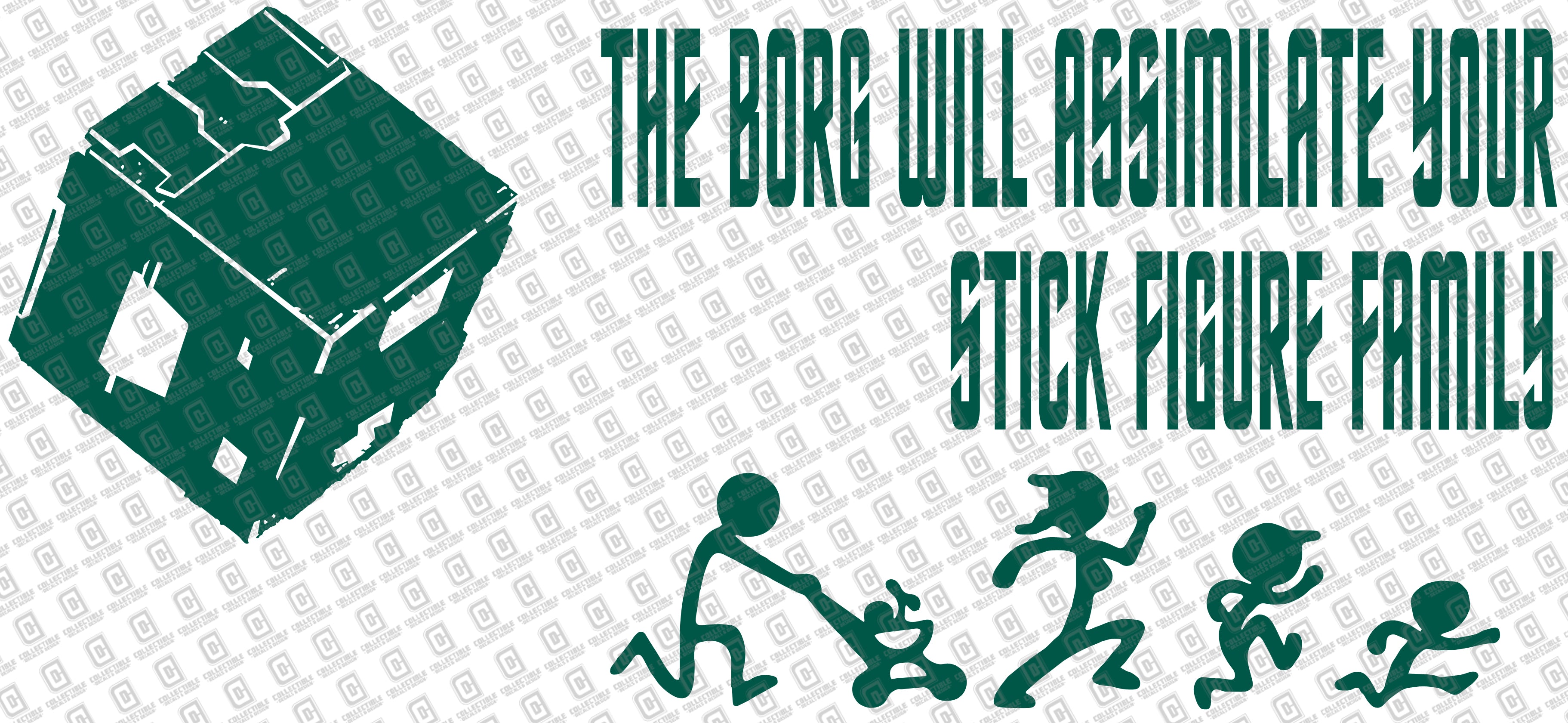 The Borg Will Assimilate Your Stick Figure Family Vinyl Decal