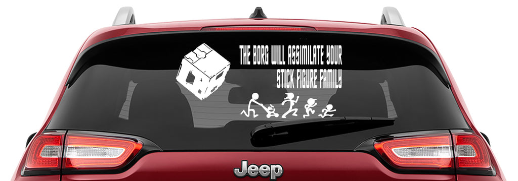 The Borg Will Assimilate Your Stick Figure Family Vinyl Decal