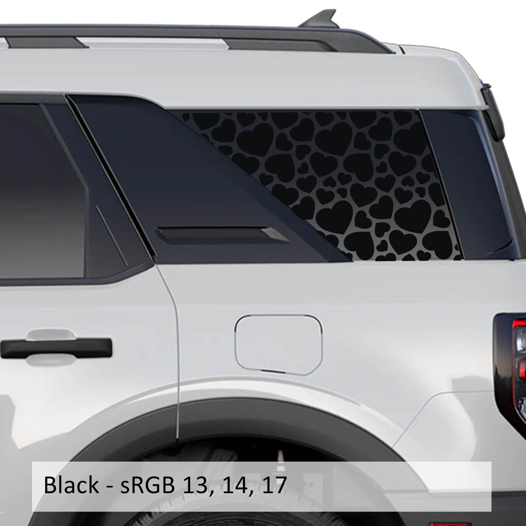 Bronco Sport Heart Pattern Rear Quarter Window Decal