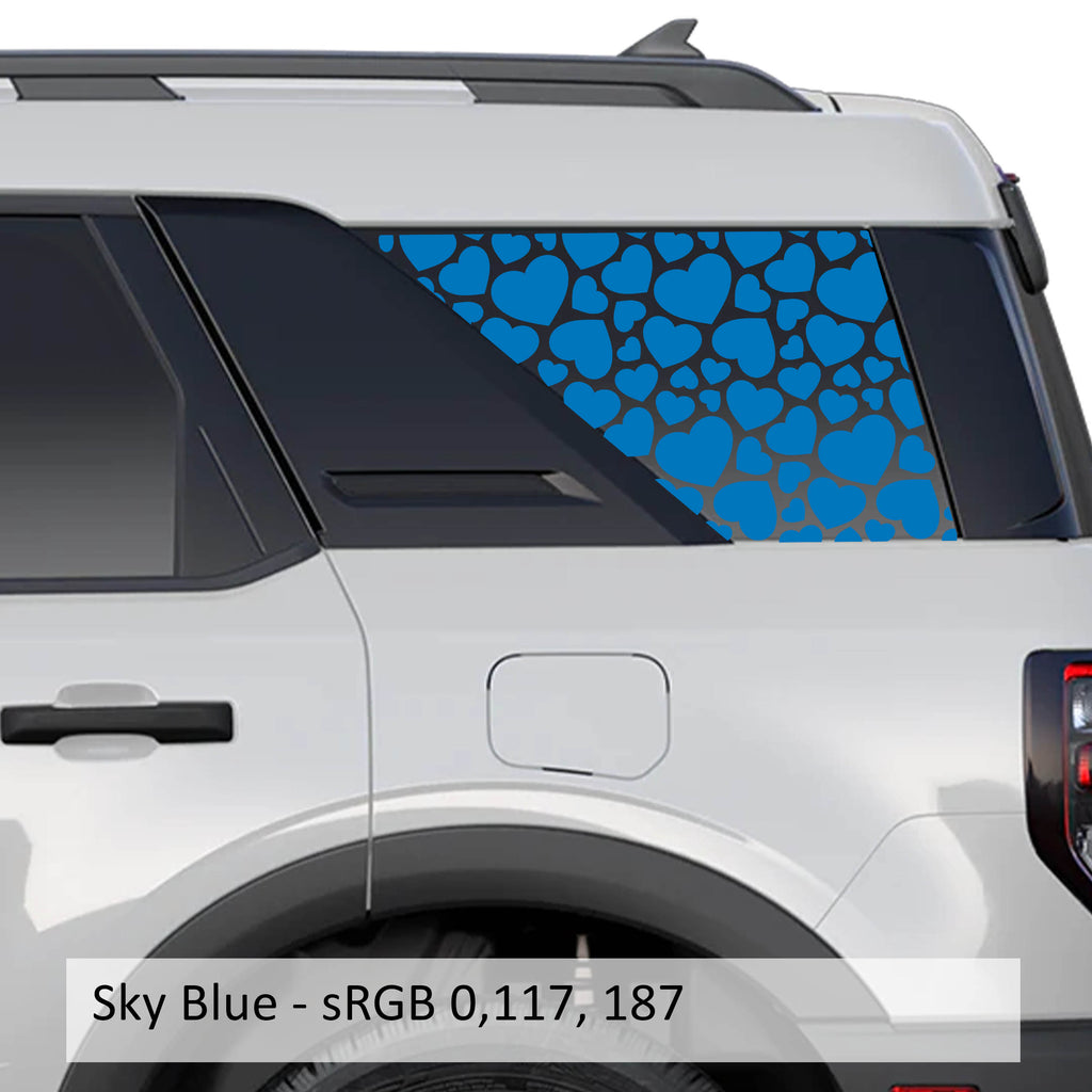 Bronco Sport Heart Pattern Rear Quarter Window Decal