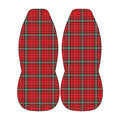 two red plaid patterned objects, which appear to be a pair of shoes or slippers.