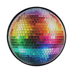 Rainbow Disco Ball design printed spare tire cover with optional backup camera hole by Graffix