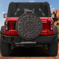 Choco Creme Cookie spare tire cover on a red Jeep Wrangler showing the chocolate sandwich cookie illustration in full